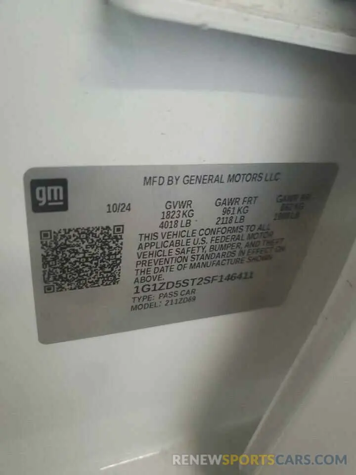13 Photograph of a damaged car 1G1ZD5ST2SF146411 CHEVROLET MALIBU 2025