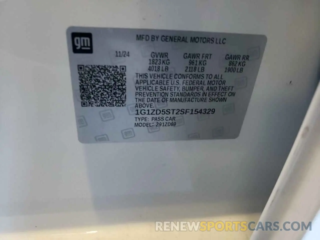 12 Photograph of a damaged car 1G1ZD5ST2SF154329 CHEVROLET MALIBU 2025