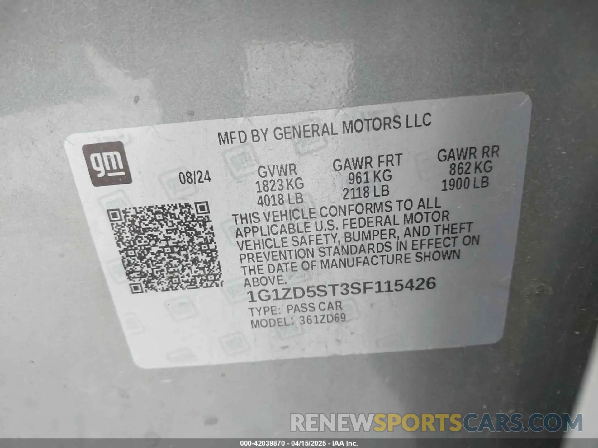 9 Photograph of a damaged car 1G1ZD5ST3SF115426 CHEVROLET MALIBU 2025