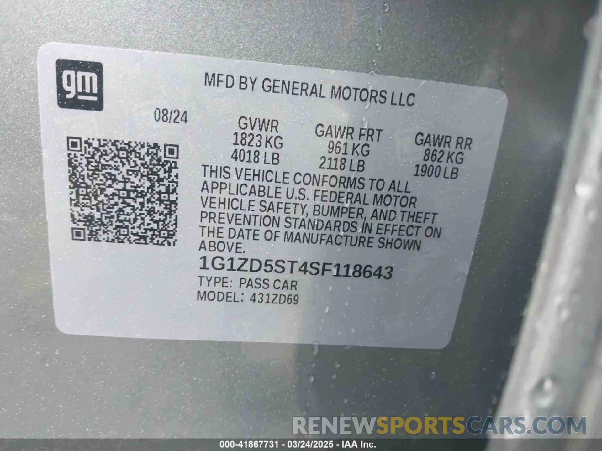 9 Photograph of a damaged car 1G1ZD5ST4SF118643 CHEVROLET MALIBU 2025