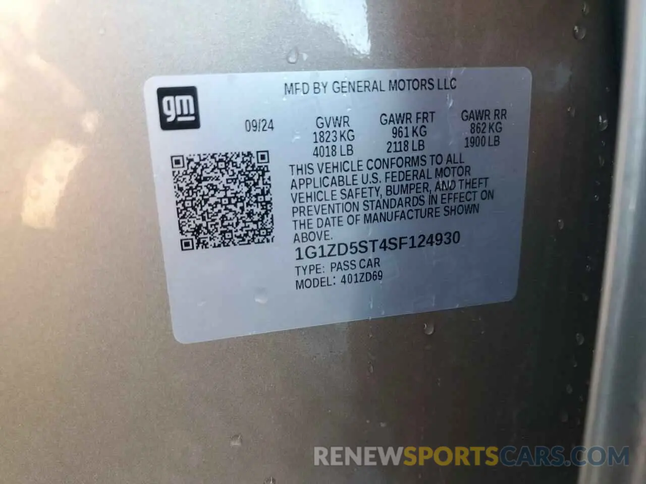 12 Photograph of a damaged car 1G1ZD5ST4SF124930 CHEVROLET MALIBU 2025