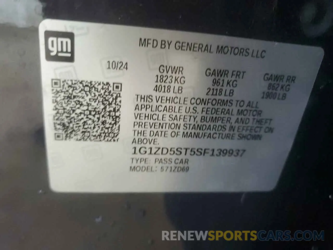 12 Photograph of a damaged car 1G1ZD5ST5SF139937 CHEVROLET MALIBU 2025