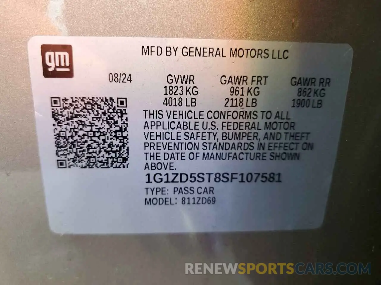 12 Photograph of a damaged car 1G1ZD5ST8SF107581 CHEVROLET MALIBU 2025