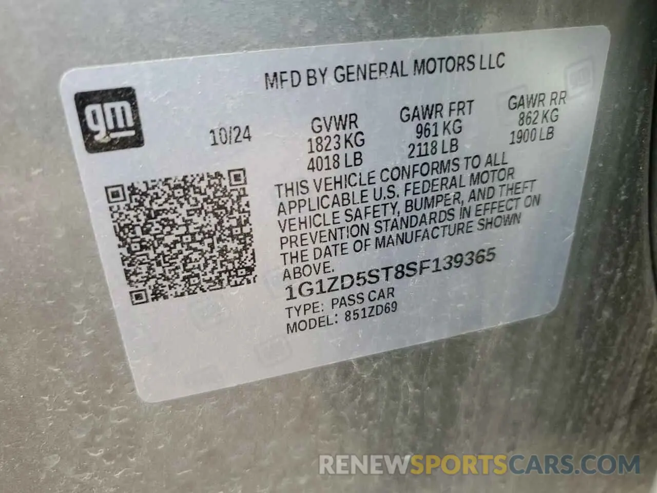 12 Photograph of a damaged car 1G1ZD5ST8SF139365 CHEVROLET MALIBU 2025