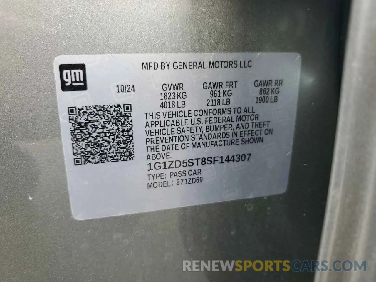 12 Photograph of a damaged car 1G1ZD5ST8SF144307 CHEVROLET MALIBU 2025