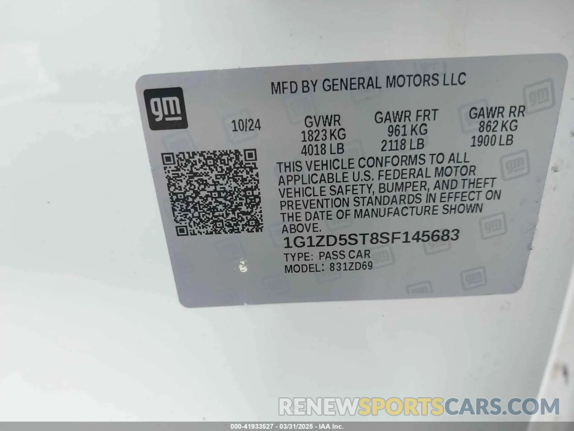 9 Photograph of a damaged car 1G1ZD5ST8SF145683 CHEVROLET MALIBU 2025