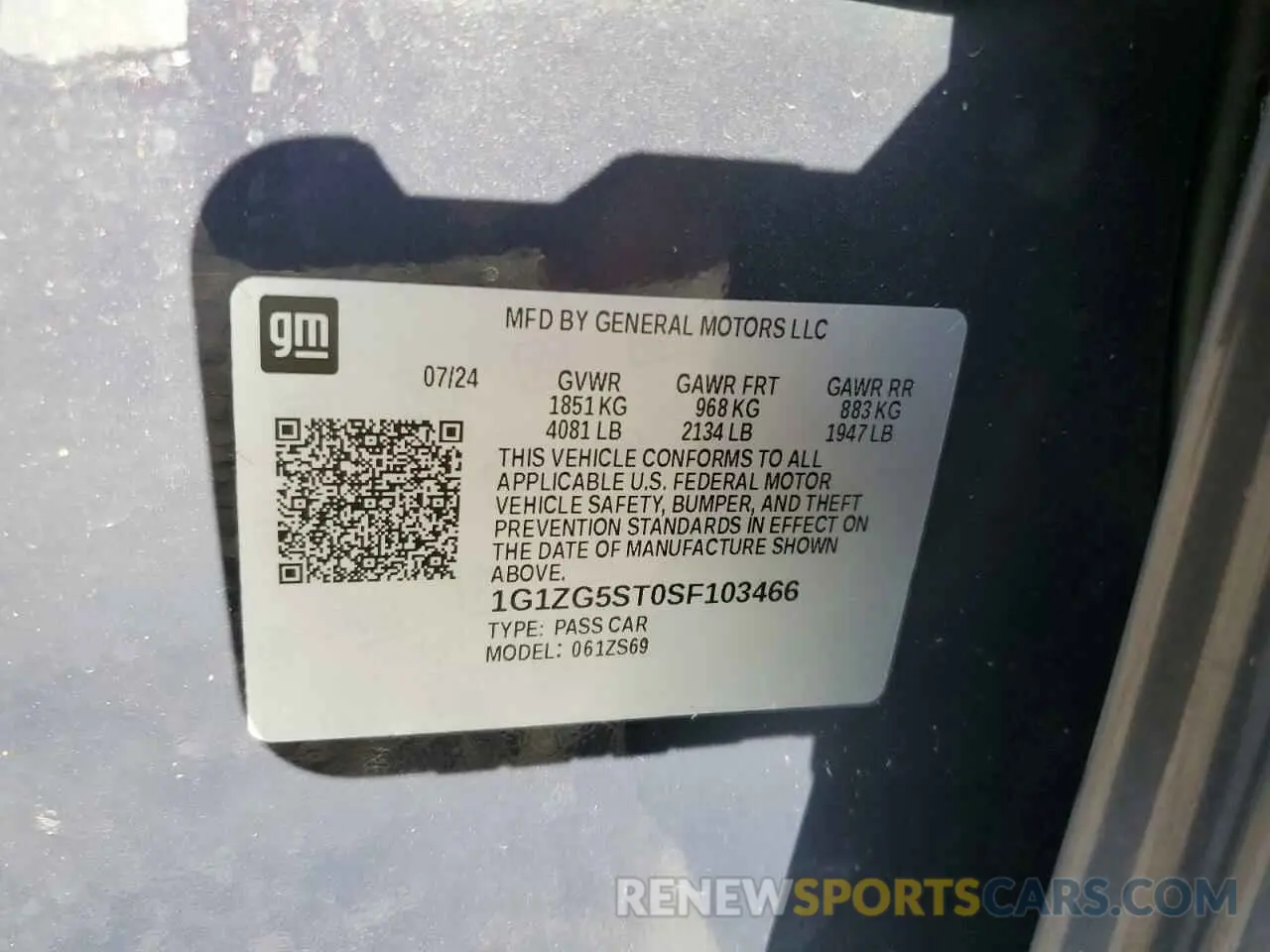 13 Photograph of a damaged car 1G1ZG5ST0SF103466 CHEVROLET MALIBU 2025