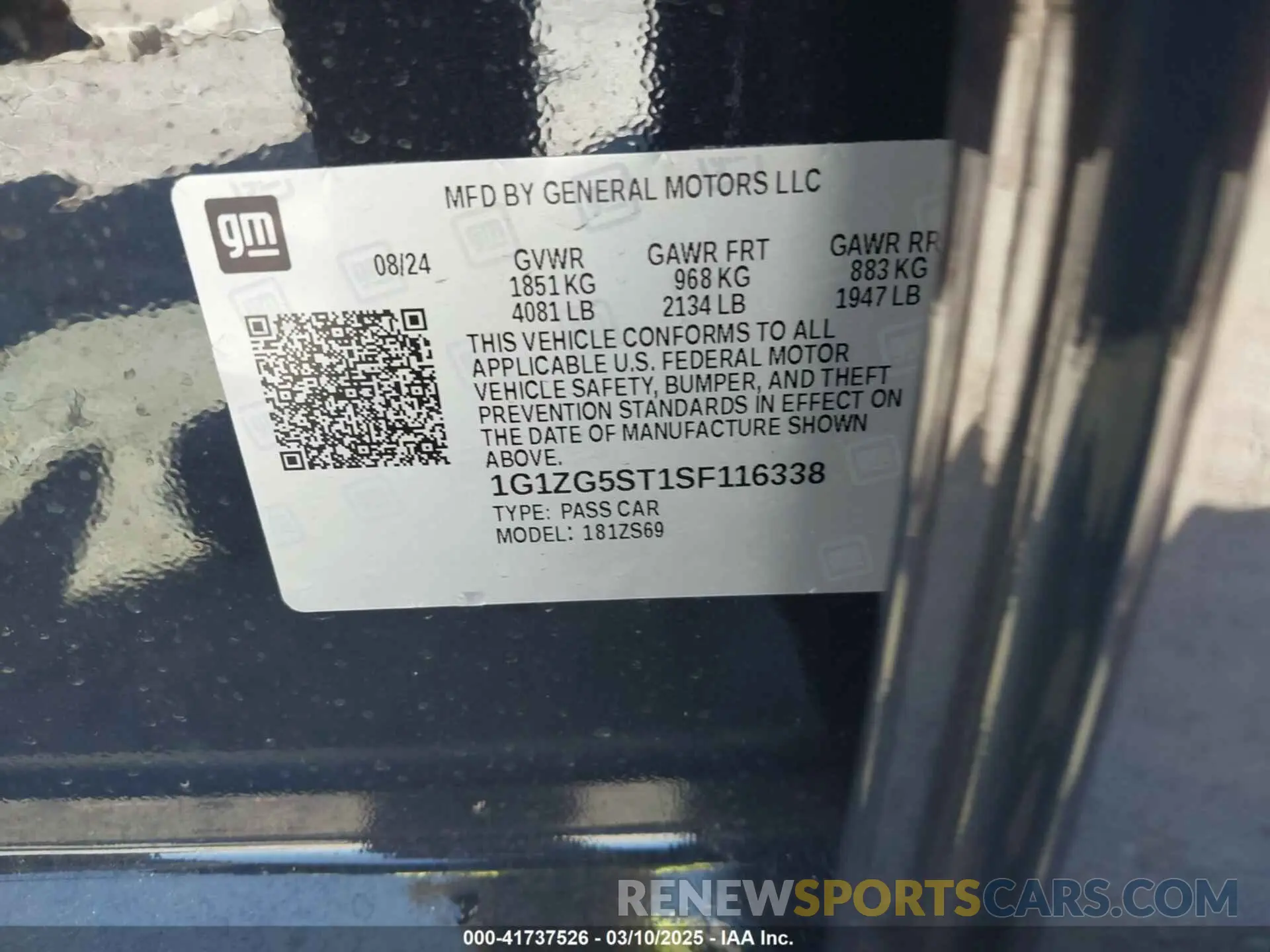 9 Photograph of a damaged car 1G1ZG5ST1SF116338 CHEVROLET MALIBU 2025