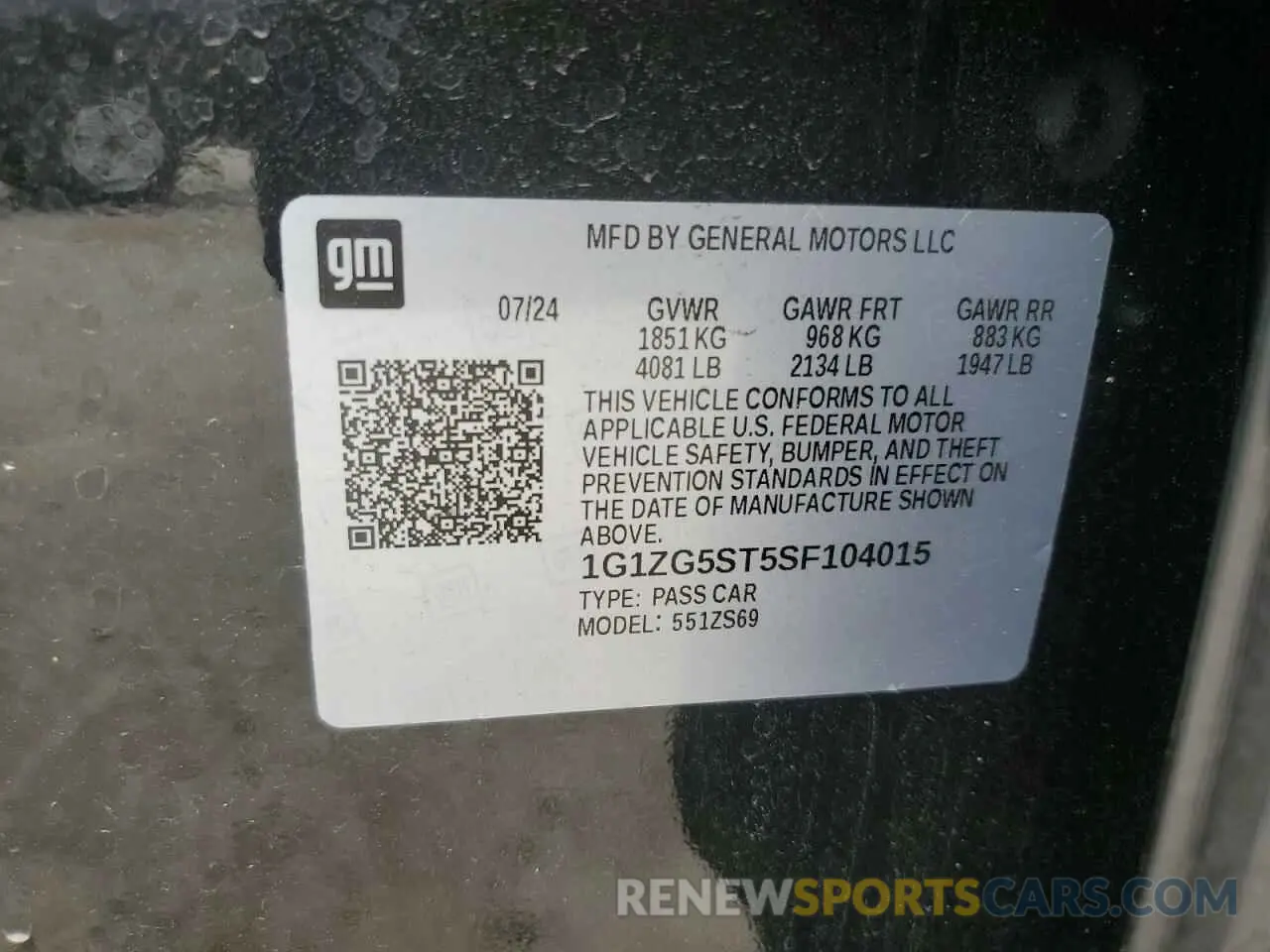 14 Photograph of a damaged car 1G1ZG5ST5SF104015 CHEVROLET MALIBU 2025