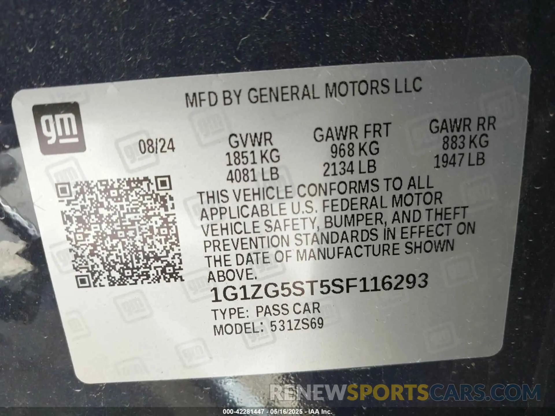 9 Photograph of a damaged car 1G1ZG5ST5SF116293 CHEVROLET MALIBU 2025