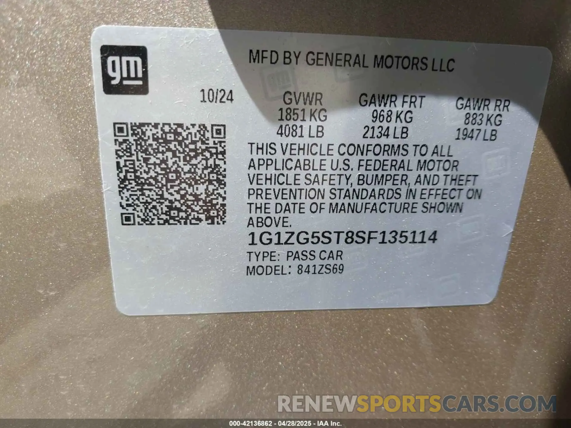 9 Photograph of a damaged car 1G1ZG5ST8SF135114 CHEVROLET MALIBU 2025