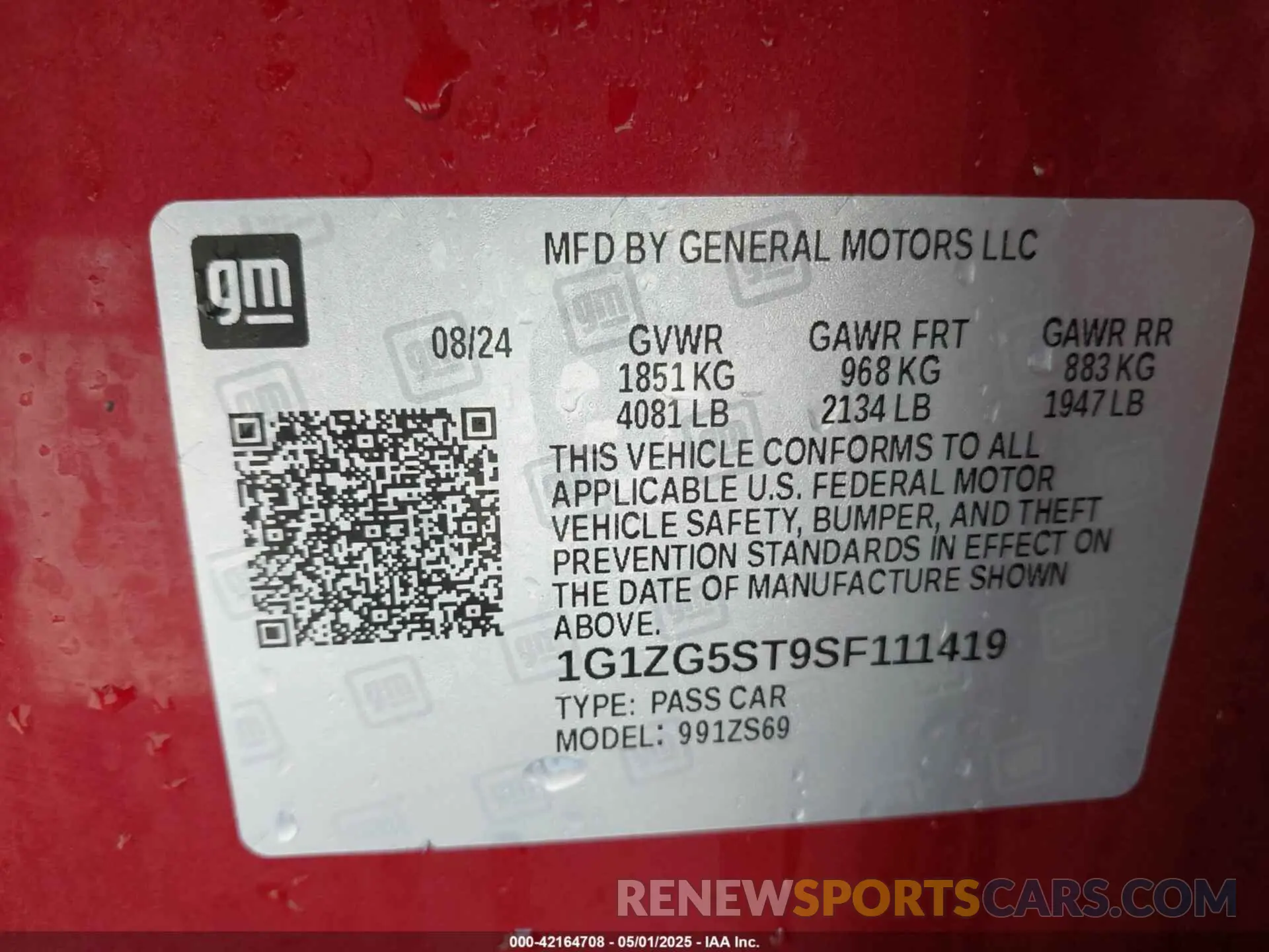 9 Photograph of a damaged car 1G1ZG5ST9SF111419 CHEVROLET MALIBU 2025