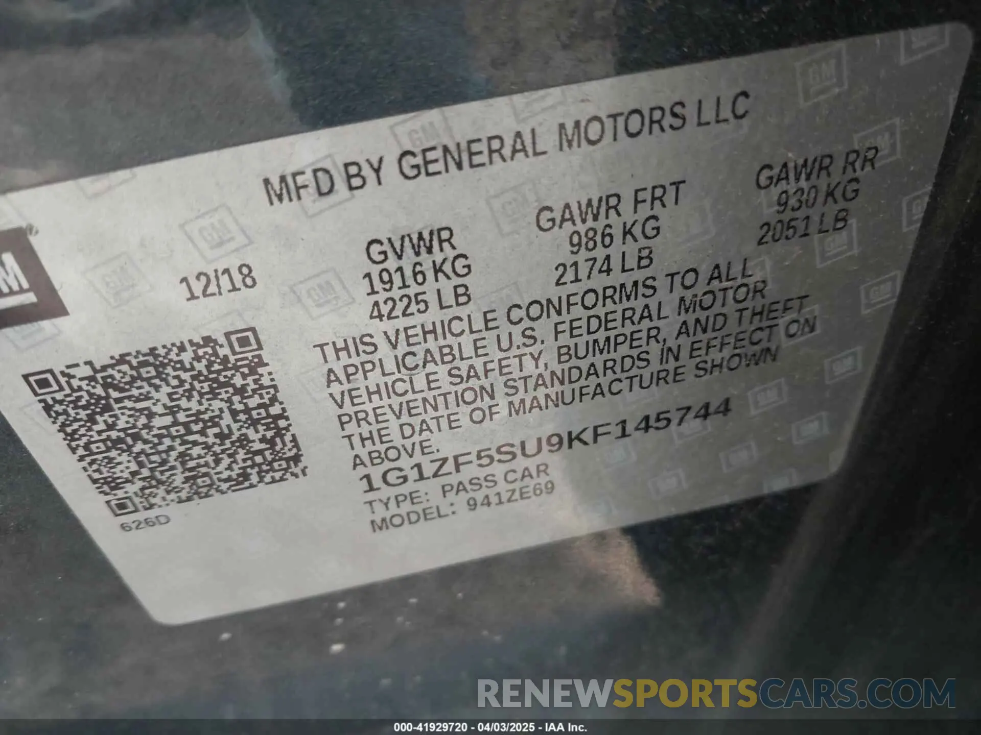 9 Photograph of a damaged car 1G1ZF5SU9KF145744 CHEVROLET MALIBU HYBRID 2019