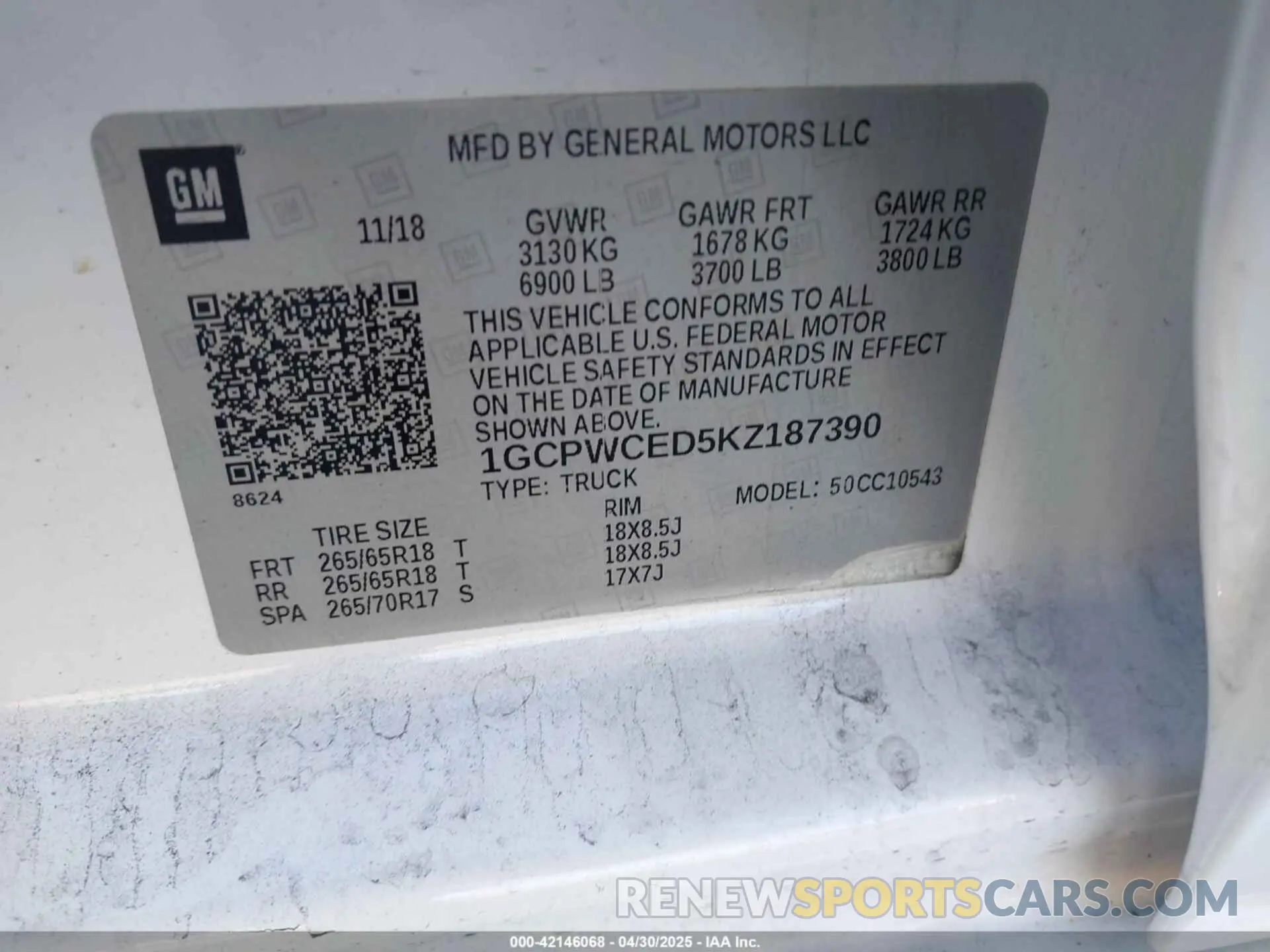 9 Photograph of a damaged car 1GCPWCED5KZ187390 CHEVROLET SILVERADO 1500 2019