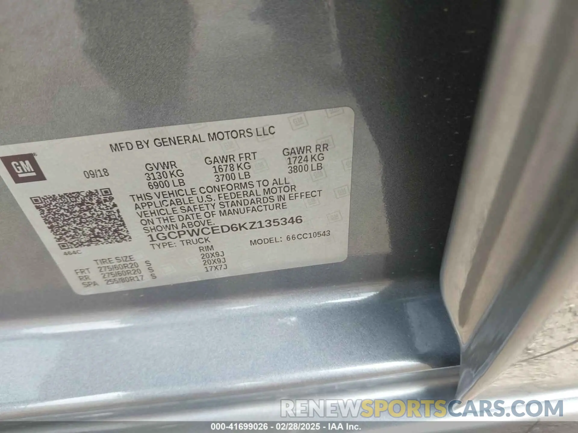 9 Photograph of a damaged car 1GCPWCED6KZ135346 CHEVROLET SILVERADO 1500 2019
