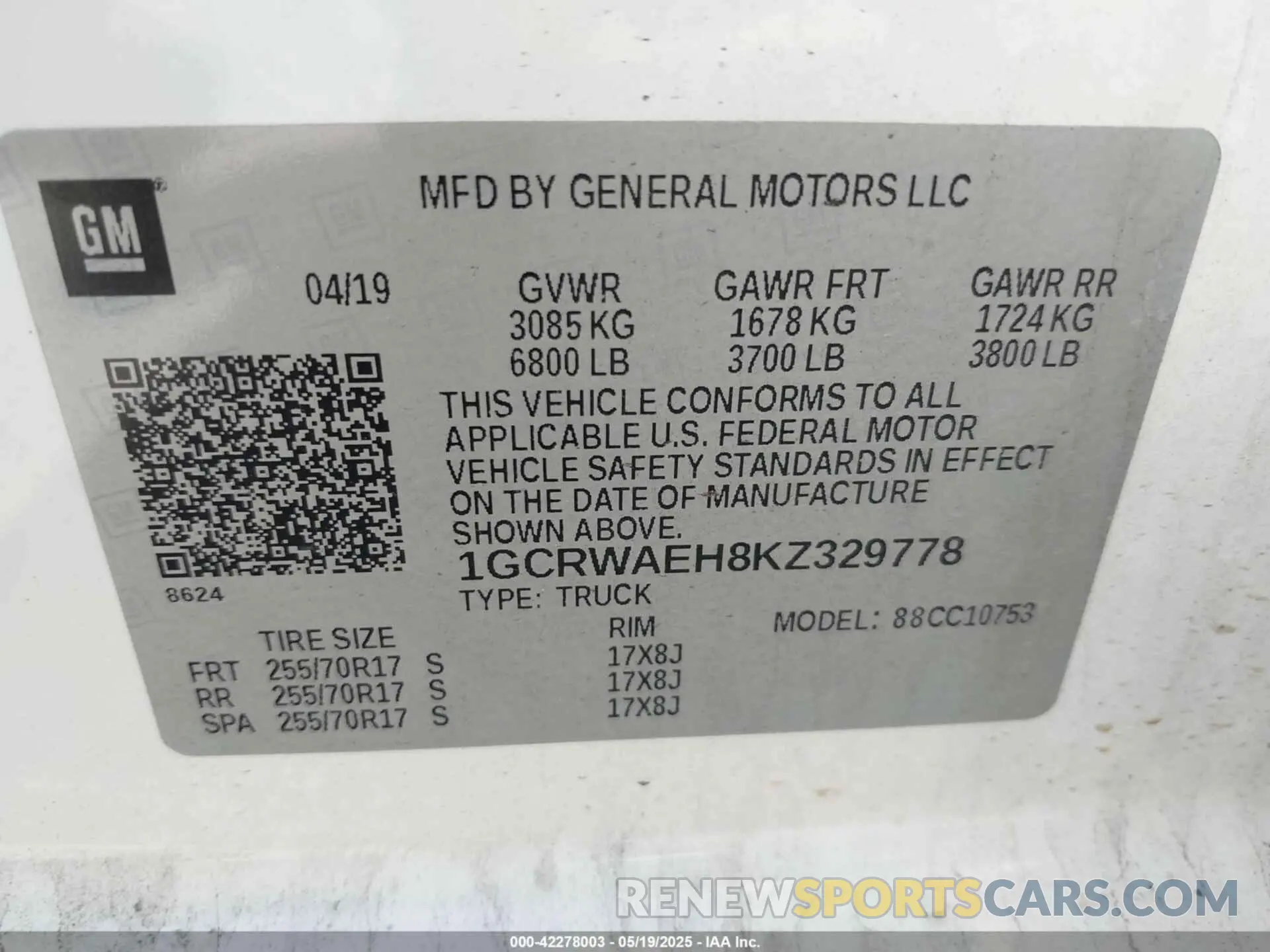9 Photograph of a damaged car 1GCRWAEH8KZ329778 CHEVROLET SILVERADO 1500 2019