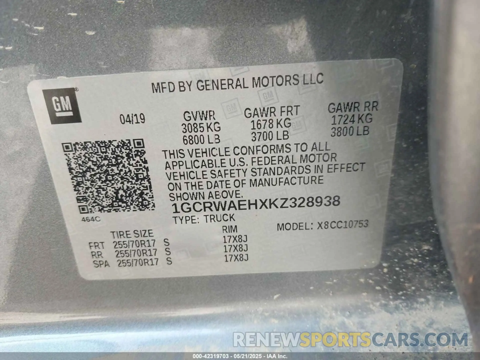 9 Photograph of a damaged car 1GCRWAEHXKZ328938 CHEVROLET SILVERADO 1500 2019