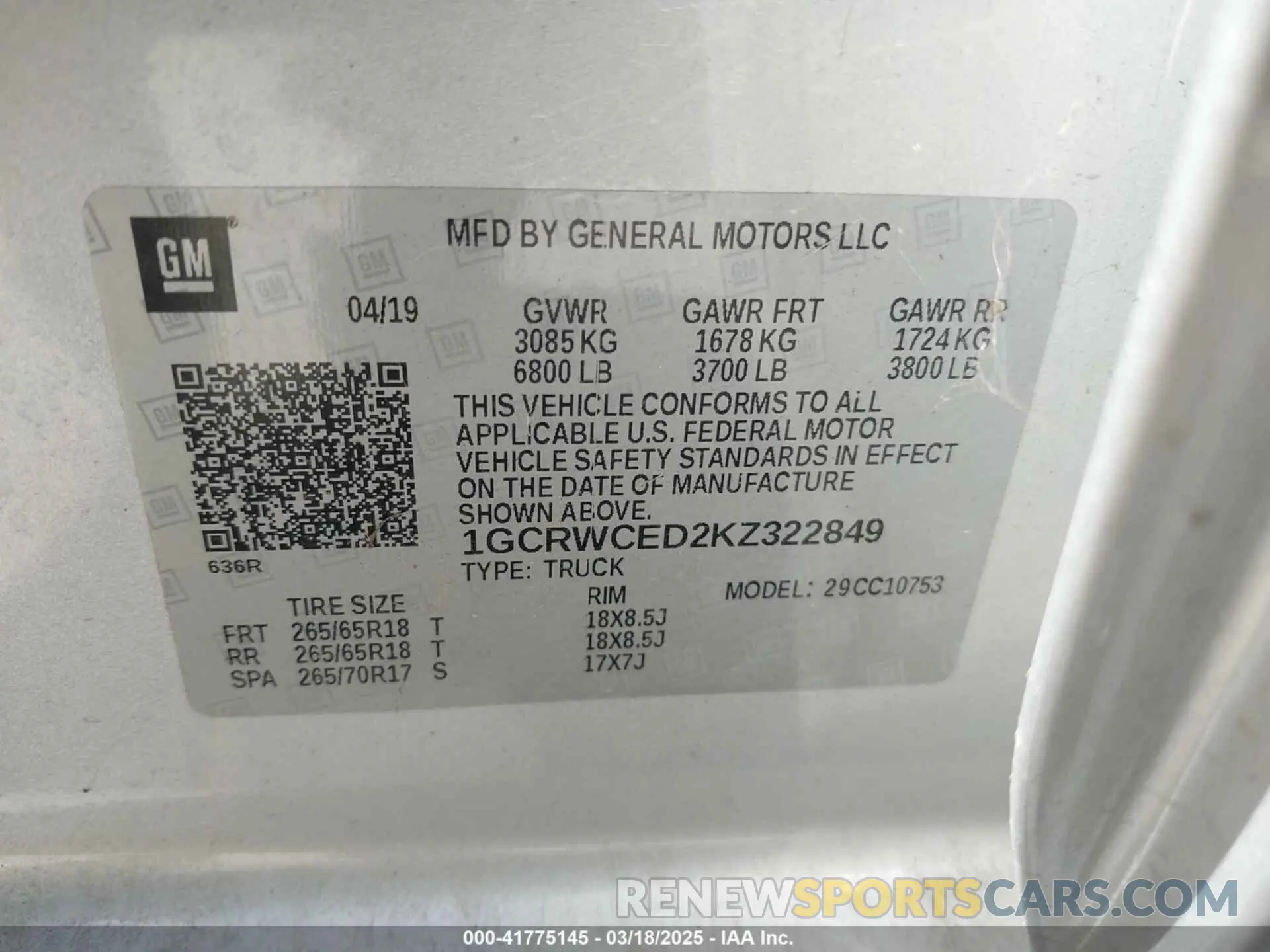 9 Photograph of a damaged car 1GCRWCED2KZ322849 CHEVROLET SILVERADO 1500 2019