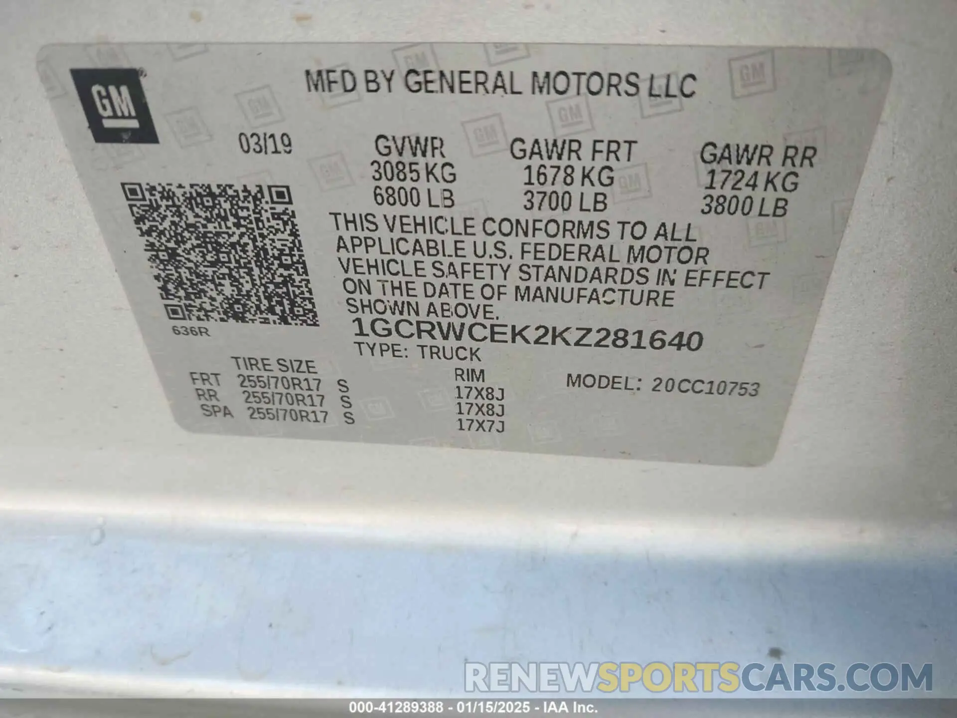 9 Photograph of a damaged car 1GCRWCEK2KZ281640 CHEVROLET SILVERADO 1500 2019
