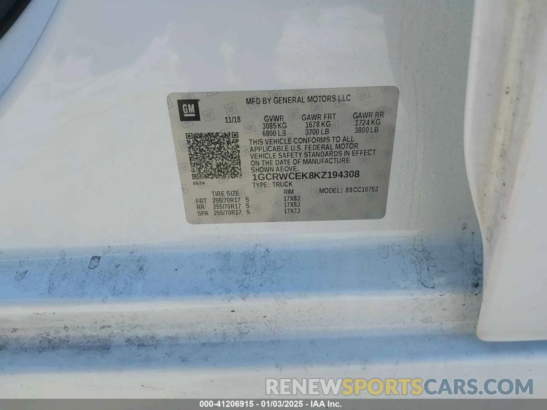 9 Photograph of a damaged car 1GCRWCEK8KZ194308 CHEVROLET SILVERADO 1500 2019