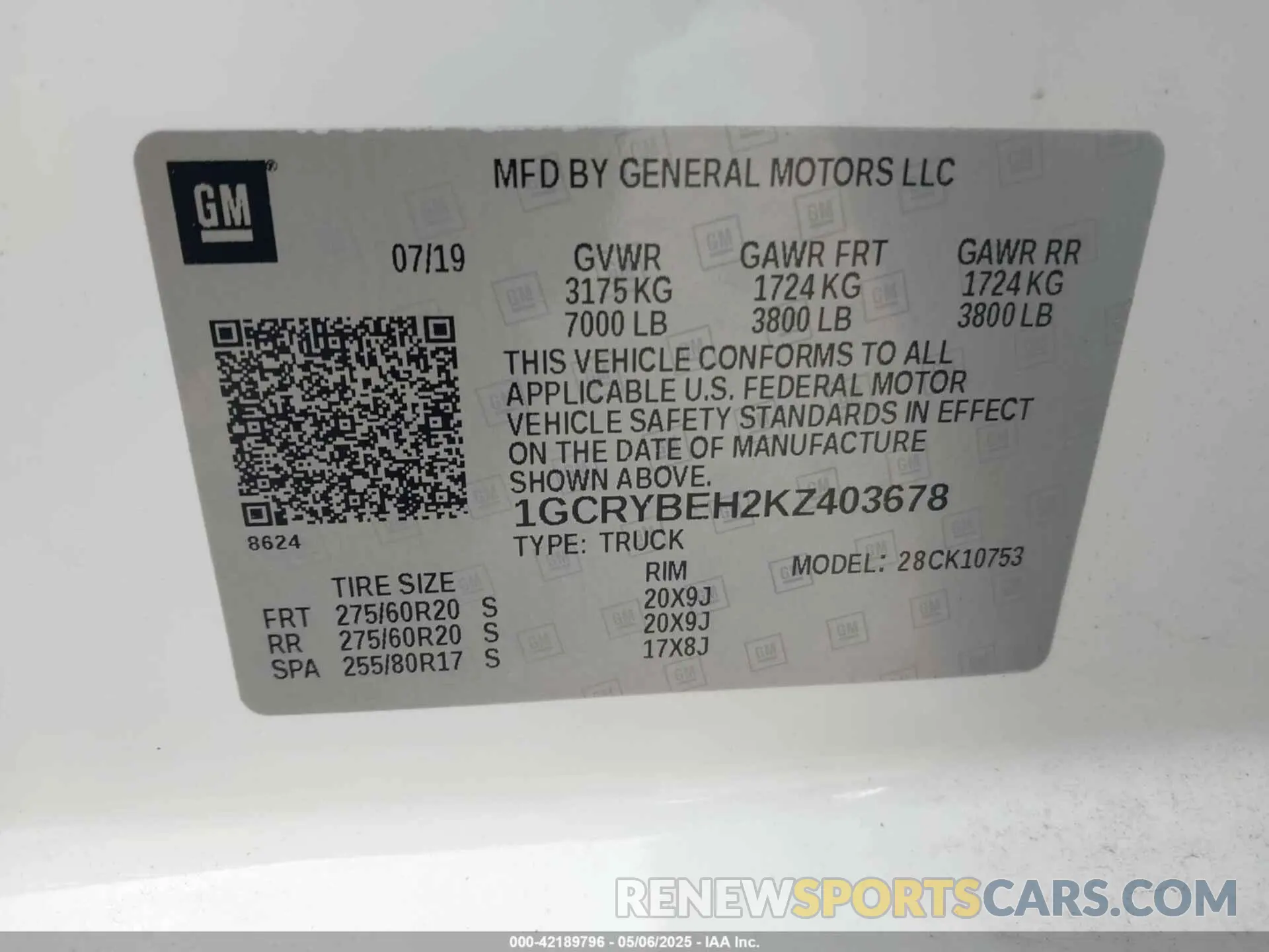 9 Photograph of a damaged car 1GCRYBEH2KZ403678 CHEVROLET SILVERADO 1500 2019