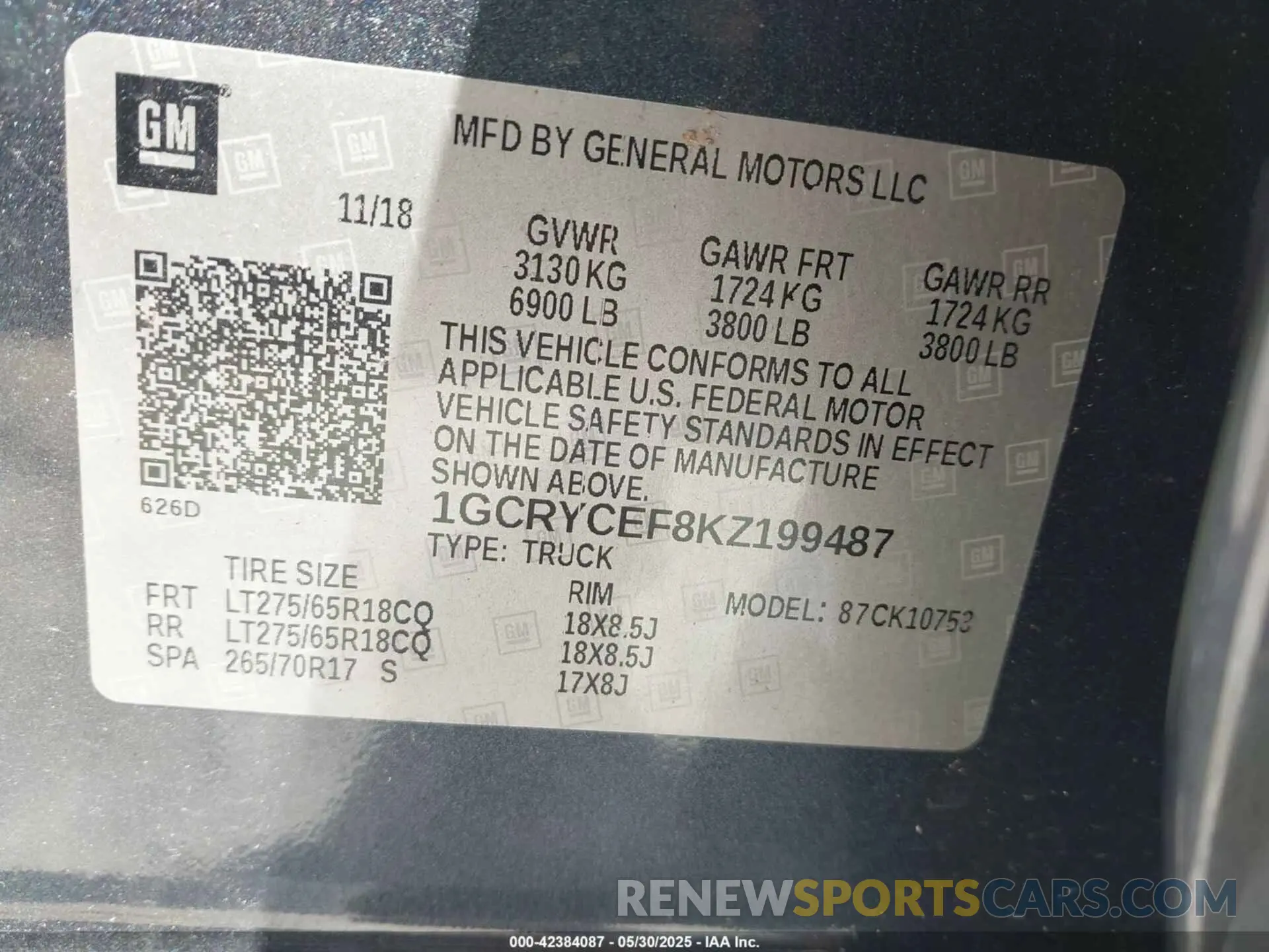 9 Photograph of a damaged car 1GCRYCEF8KZ199487 CHEVROLET SILVERADO 1500 2019
