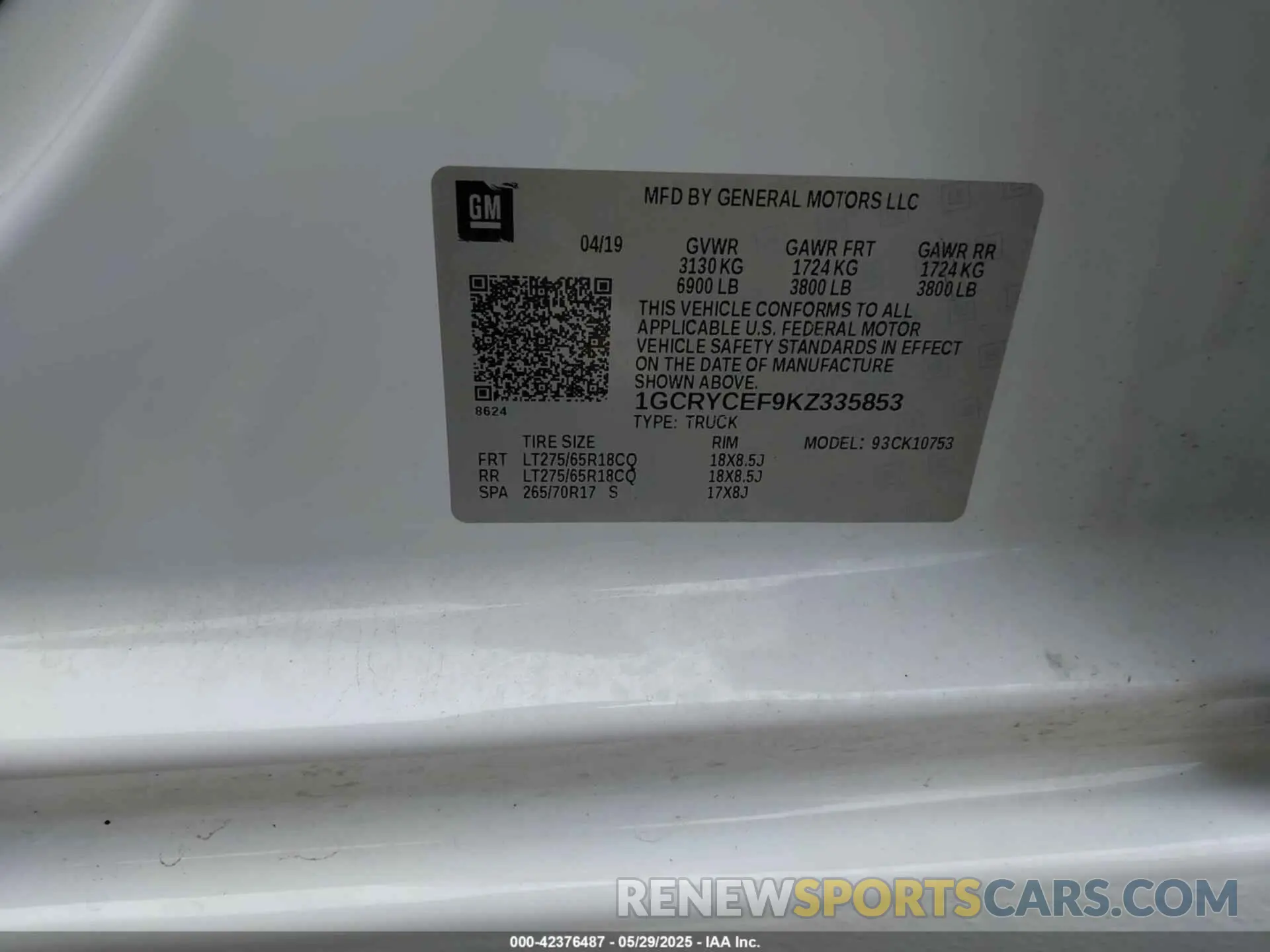 9 Photograph of a damaged car 1GCRYCEF9KZ335853 CHEVROLET SILVERADO 1500 2019