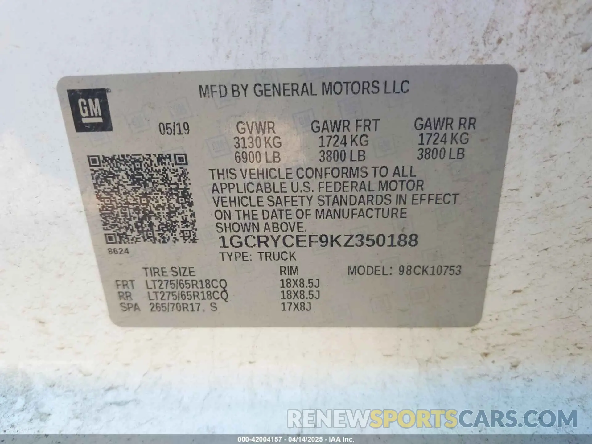 9 Photograph of a damaged car 1GCRYCEF9KZ350188 CHEVROLET SILVERADO 1500 2019