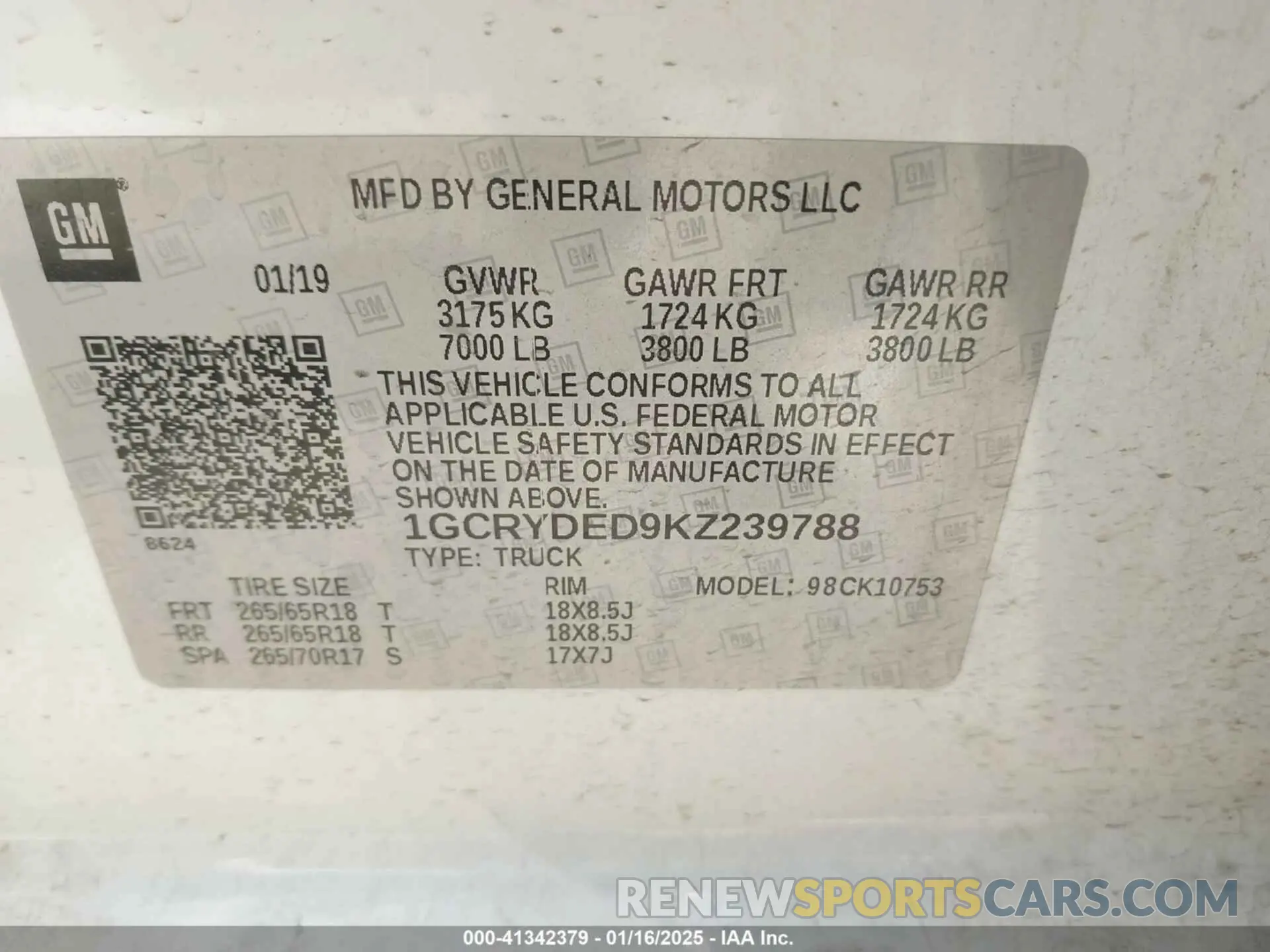 9 Photograph of a damaged car 1GCRYDED9KZ239788 CHEVROLET SILVERADO 1500 2019