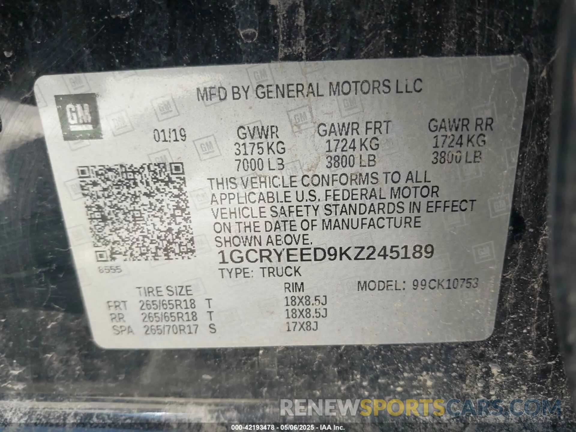 9 Photograph of a damaged car 1GCRYEED9KZ245189 CHEVROLET SILVERADO 1500 2019