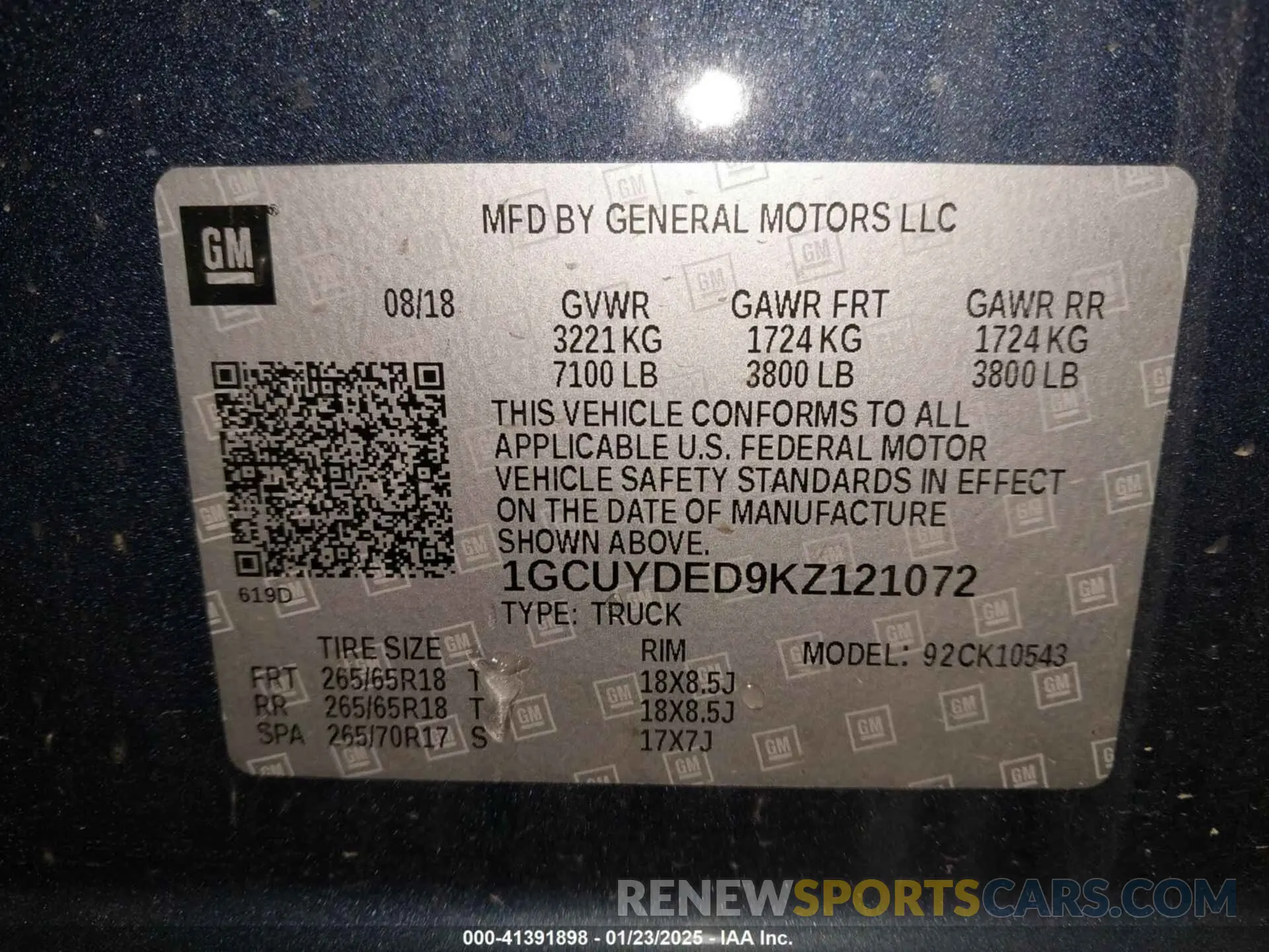 9 Photograph of a damaged car 1GCUYDED9KZ121072 CHEVROLET SILVERADO 1500 2019