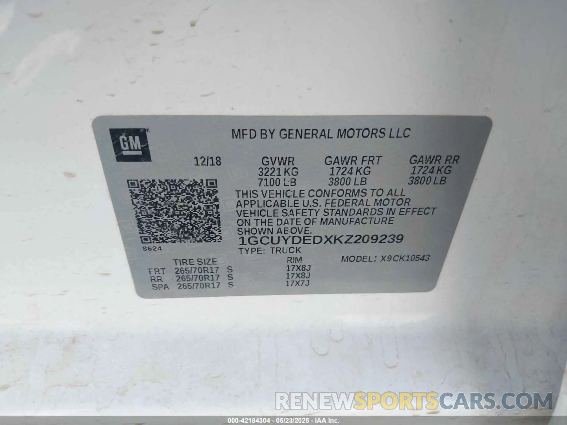 9 Photograph of a damaged car 1GCUYDEDXKZ209239 CHEVROLET SILVERADO 1500 2019