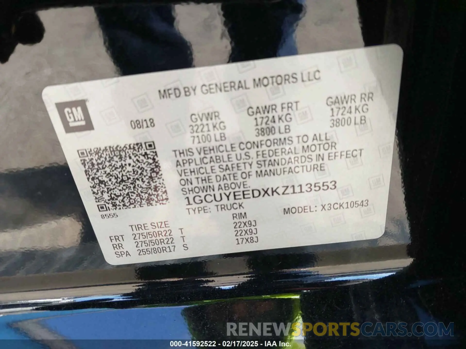 9 Photograph of a damaged car 1GCUYEEDXKZ113553 CHEVROLET SILVERADO 1500 2019