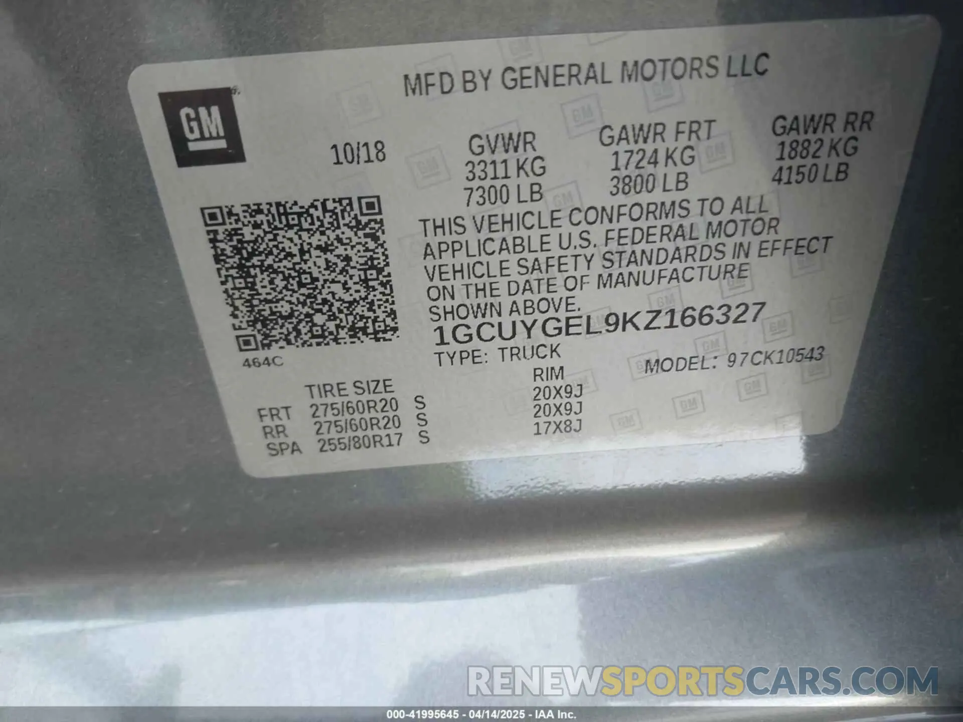 9 Photograph of a damaged car 1GCUYGEL9KZ166327 CHEVROLET SILVERADO 1500 2019