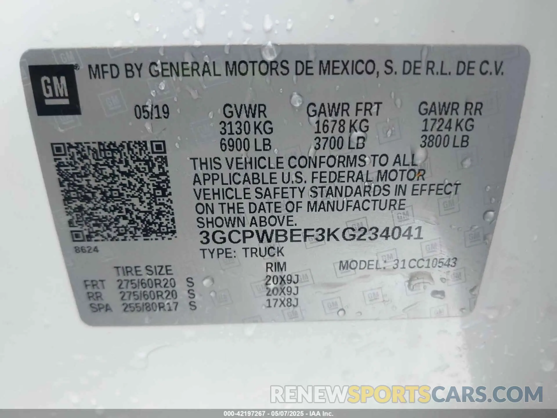 9 Photograph of a damaged car 3GCPWBEF3KG234041 CHEVROLET SILVERADO 1500 2019