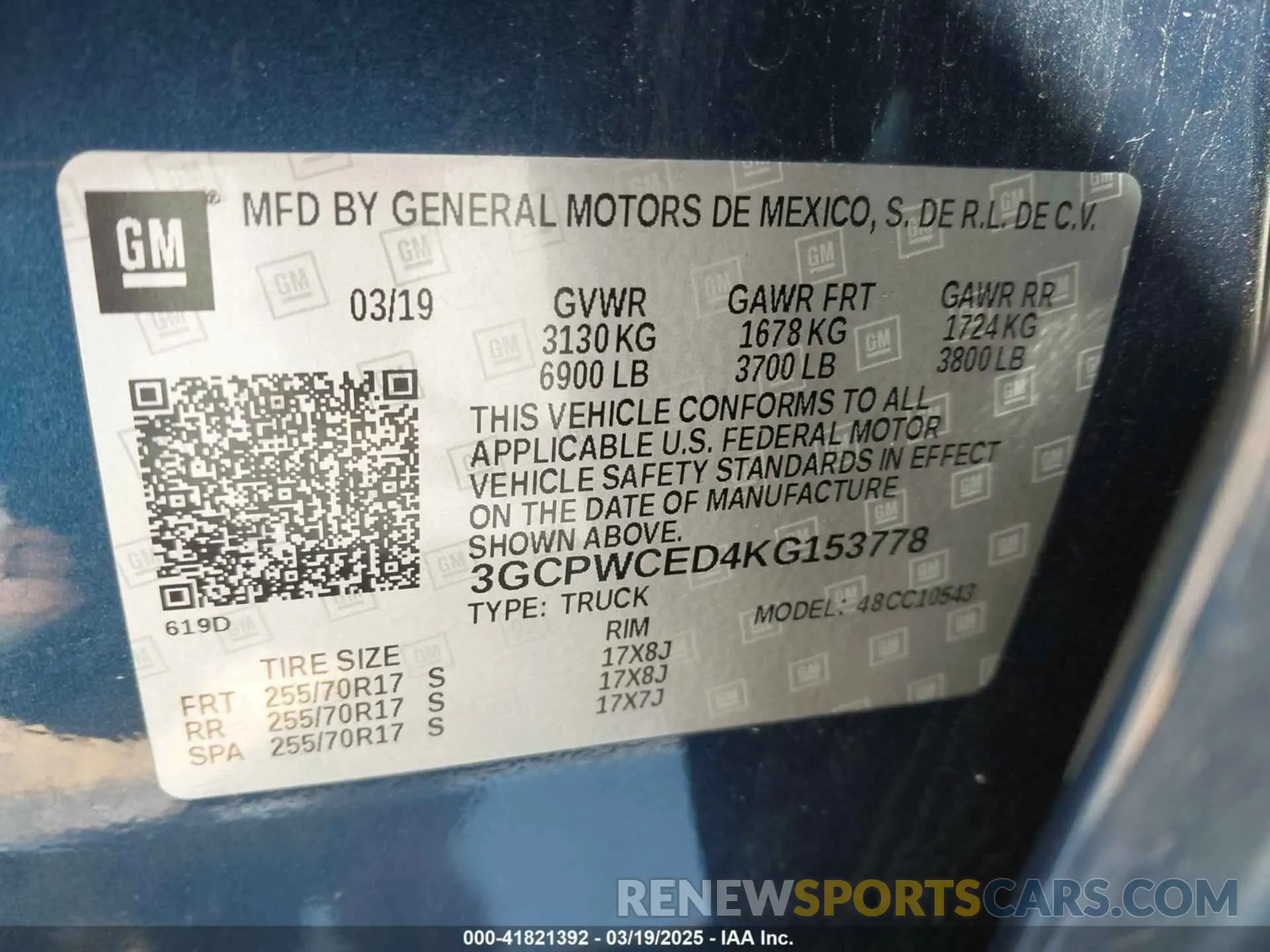 9 Photograph of a damaged car 3GCPWCED4KG153778 CHEVROLET SILVERADO 1500 2019