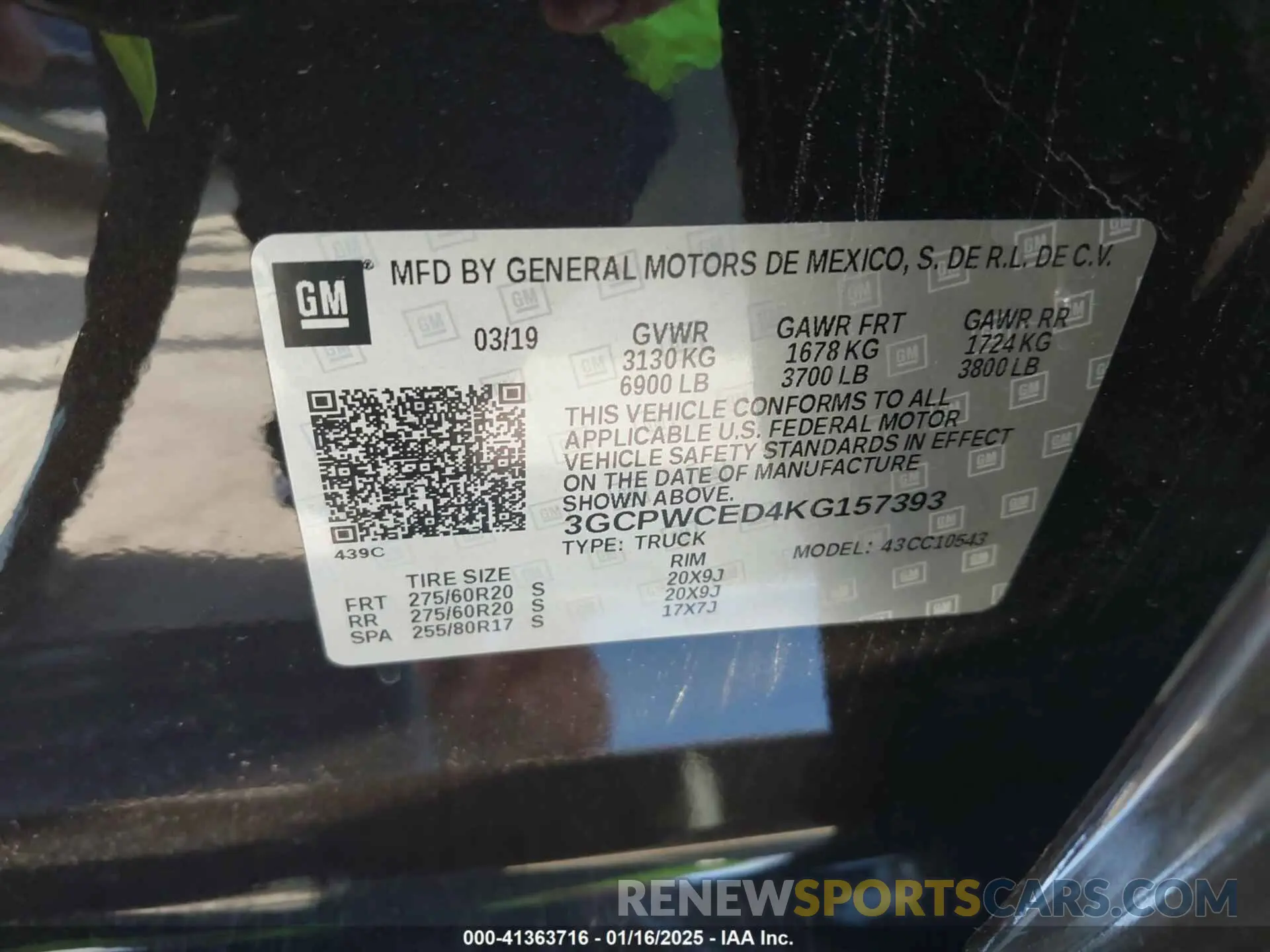 9 Photograph of a damaged car 3GCPWCED4KG157393 CHEVROLET SILVERADO 1500 2019