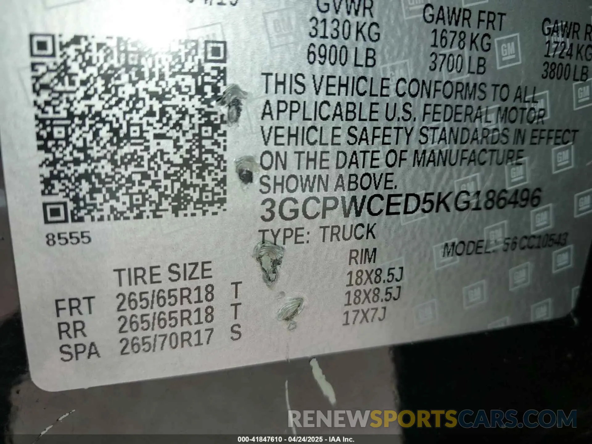 9 Photograph of a damaged car 3GCPWCED5KG186496 CHEVROLET SILVERADO 1500 2019