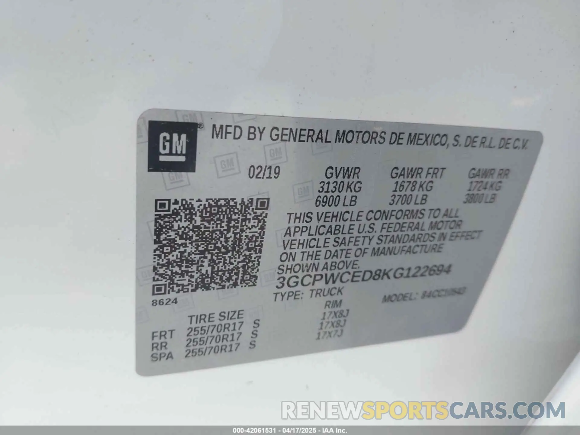 9 Photograph of a damaged car 3GCPWCED8KG122694 CHEVROLET SILVERADO 1500 2019