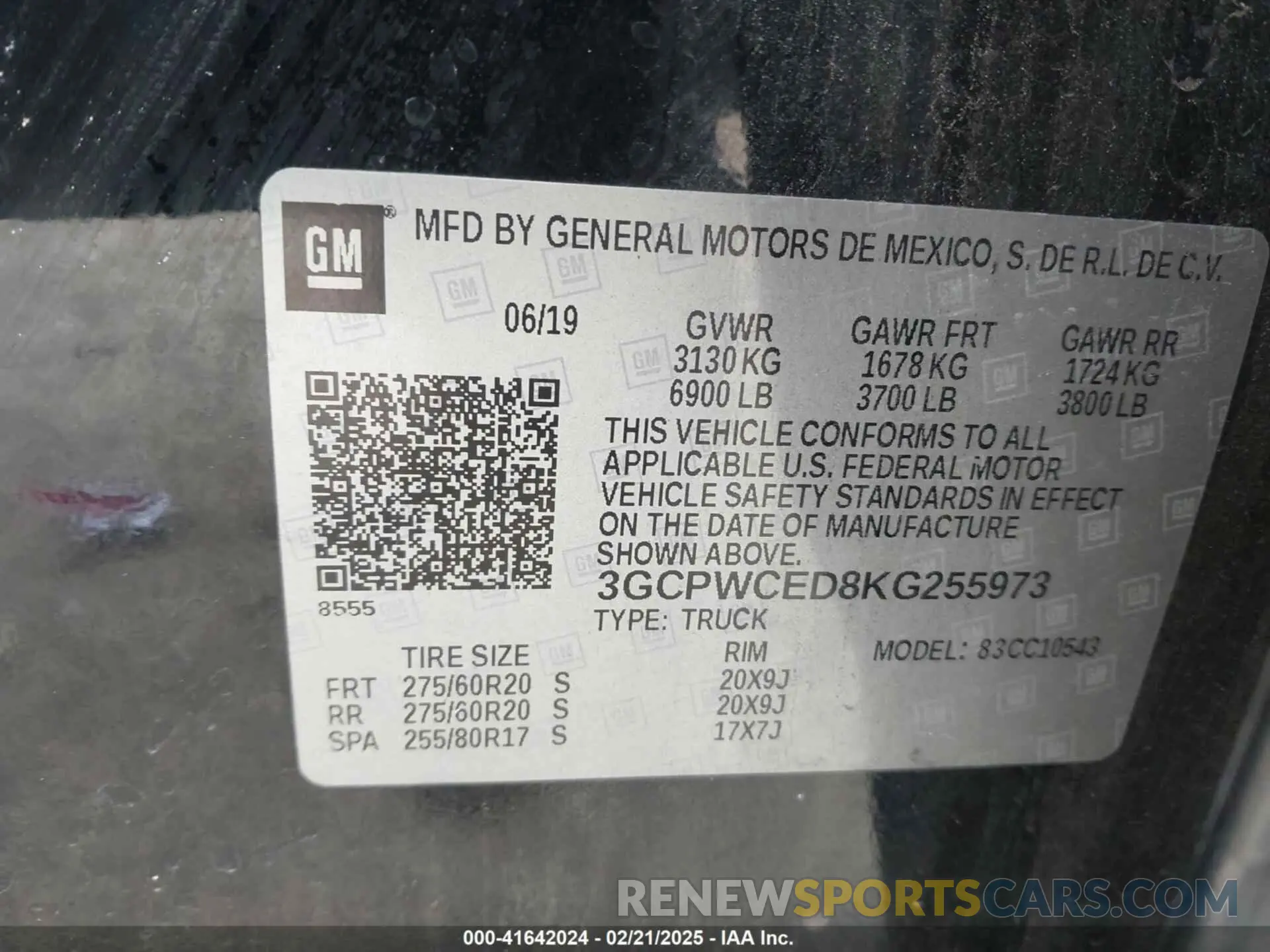 9 Photograph of a damaged car 3GCPWCED8KG255973 CHEVROLET SILVERADO 1500 2019
