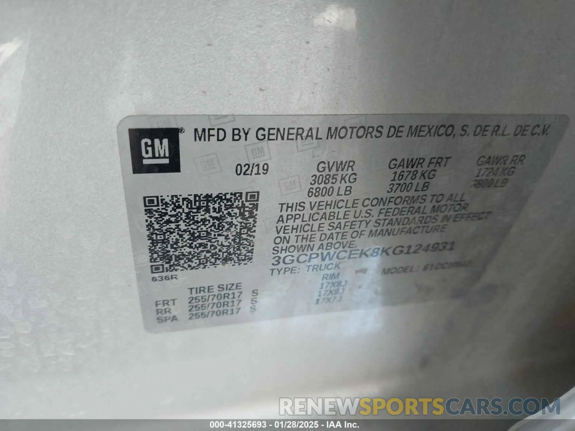 9 Photograph of a damaged car 3GCPWCEK8KG124931 CHEVROLET SILVERADO 1500 2019