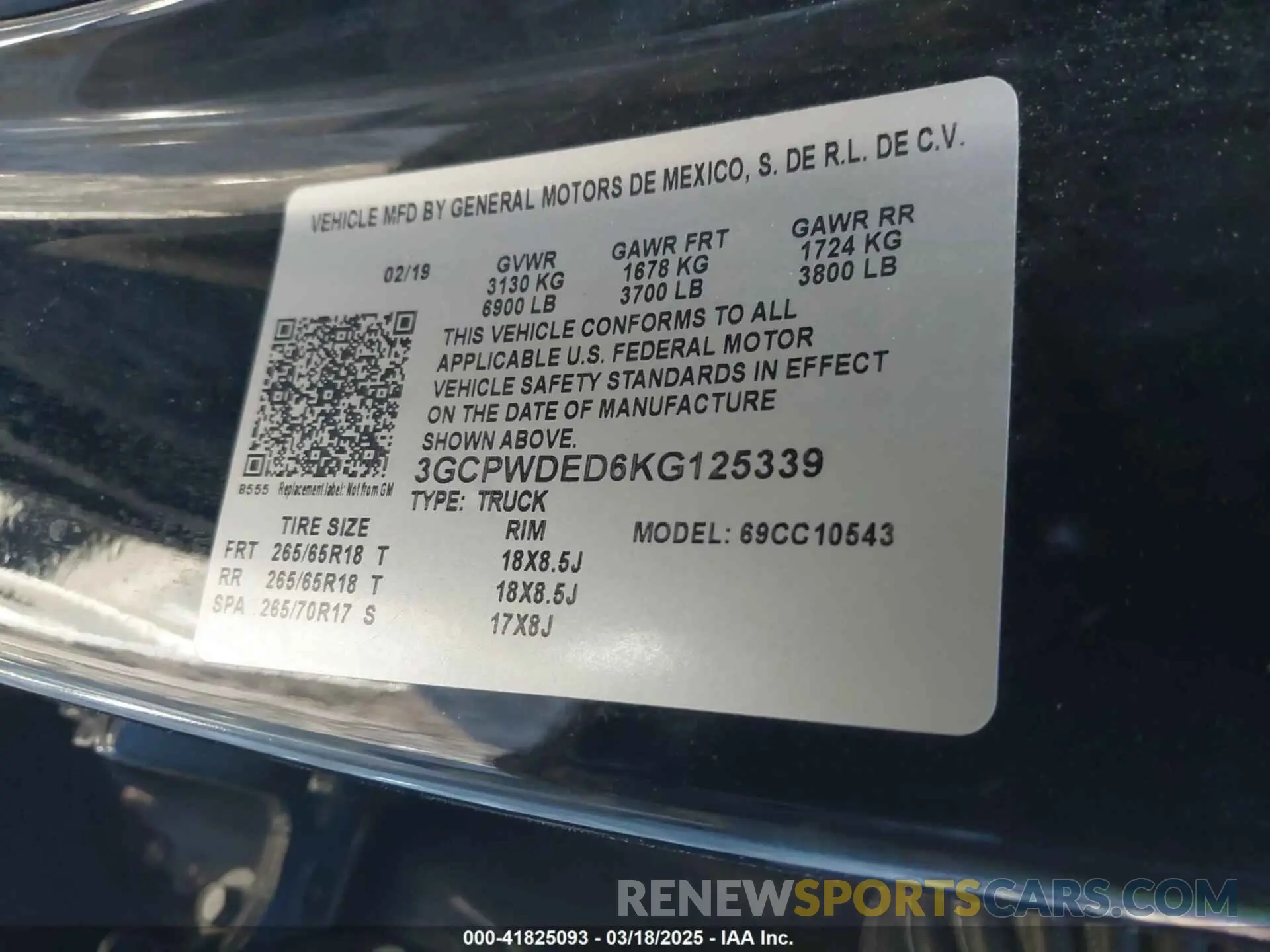 9 Photograph of a damaged car 3GCPWDED6KG125339 CHEVROLET SILVERADO 1500 2019