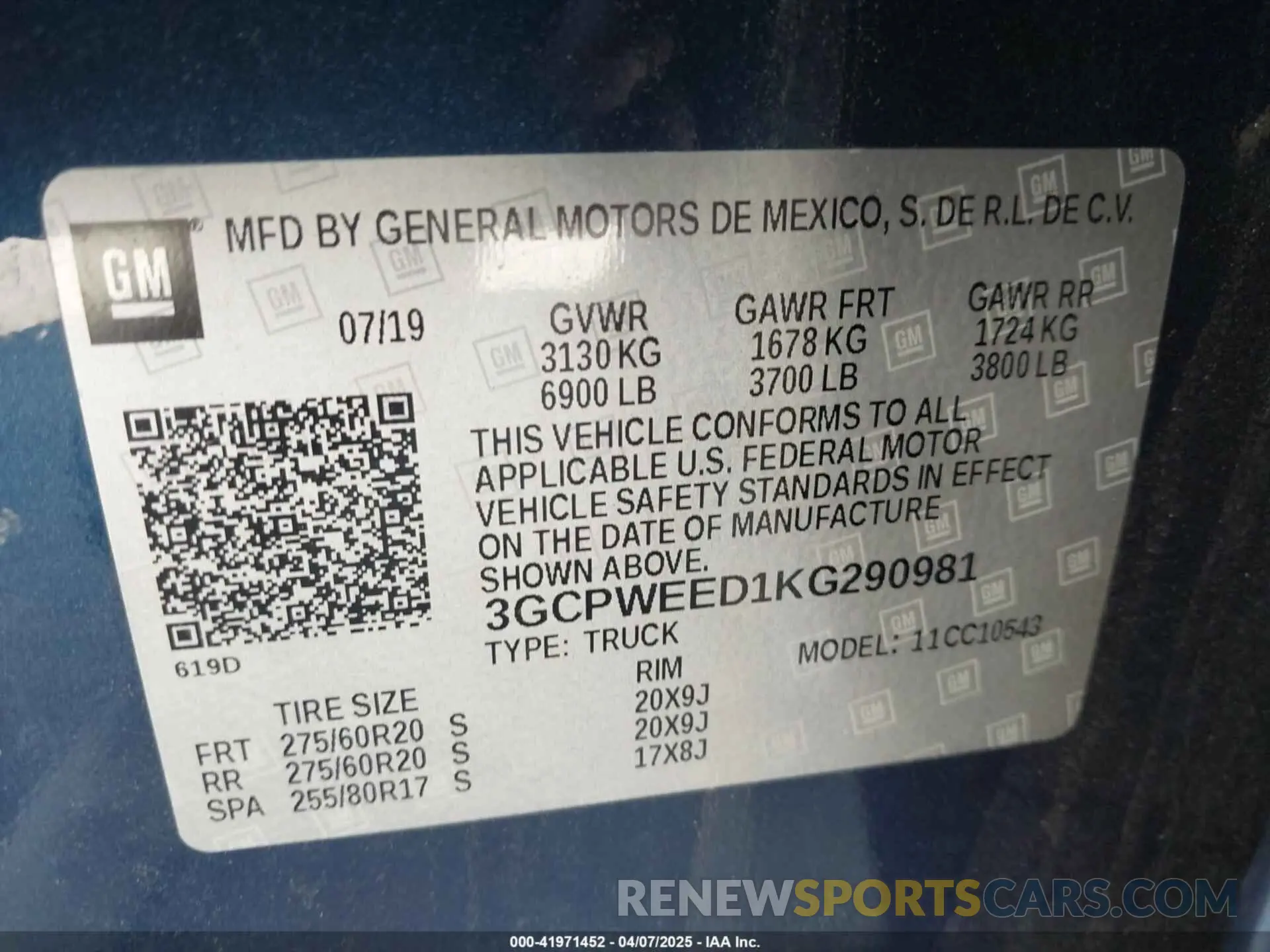 9 Photograph of a damaged car 3GCPWEED1KG290981 CHEVROLET SILVERADO 1500 2019