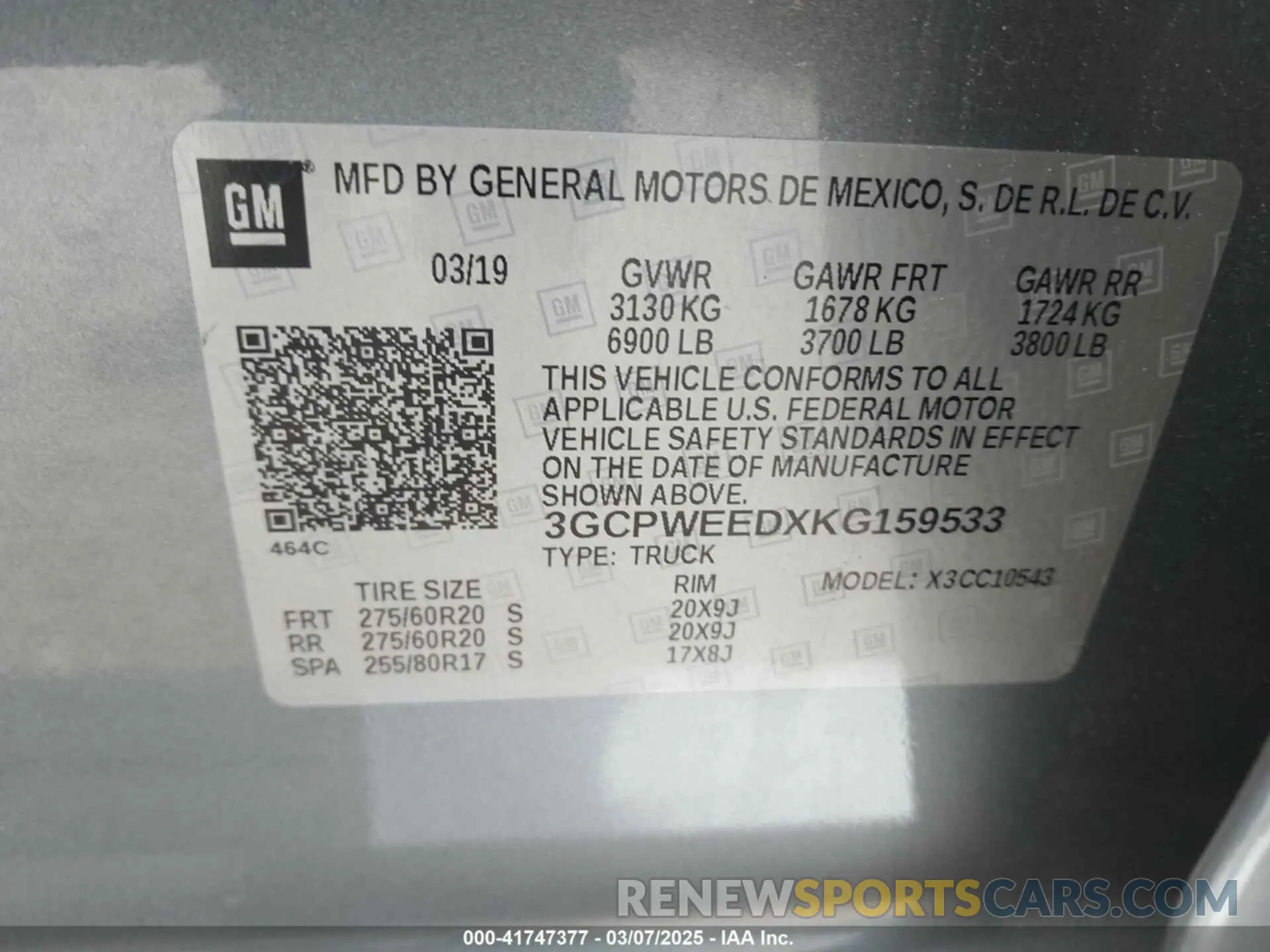 9 Photograph of a damaged car 3GCPWEEDXKG159533 CHEVROLET SILVERADO 1500 2019
