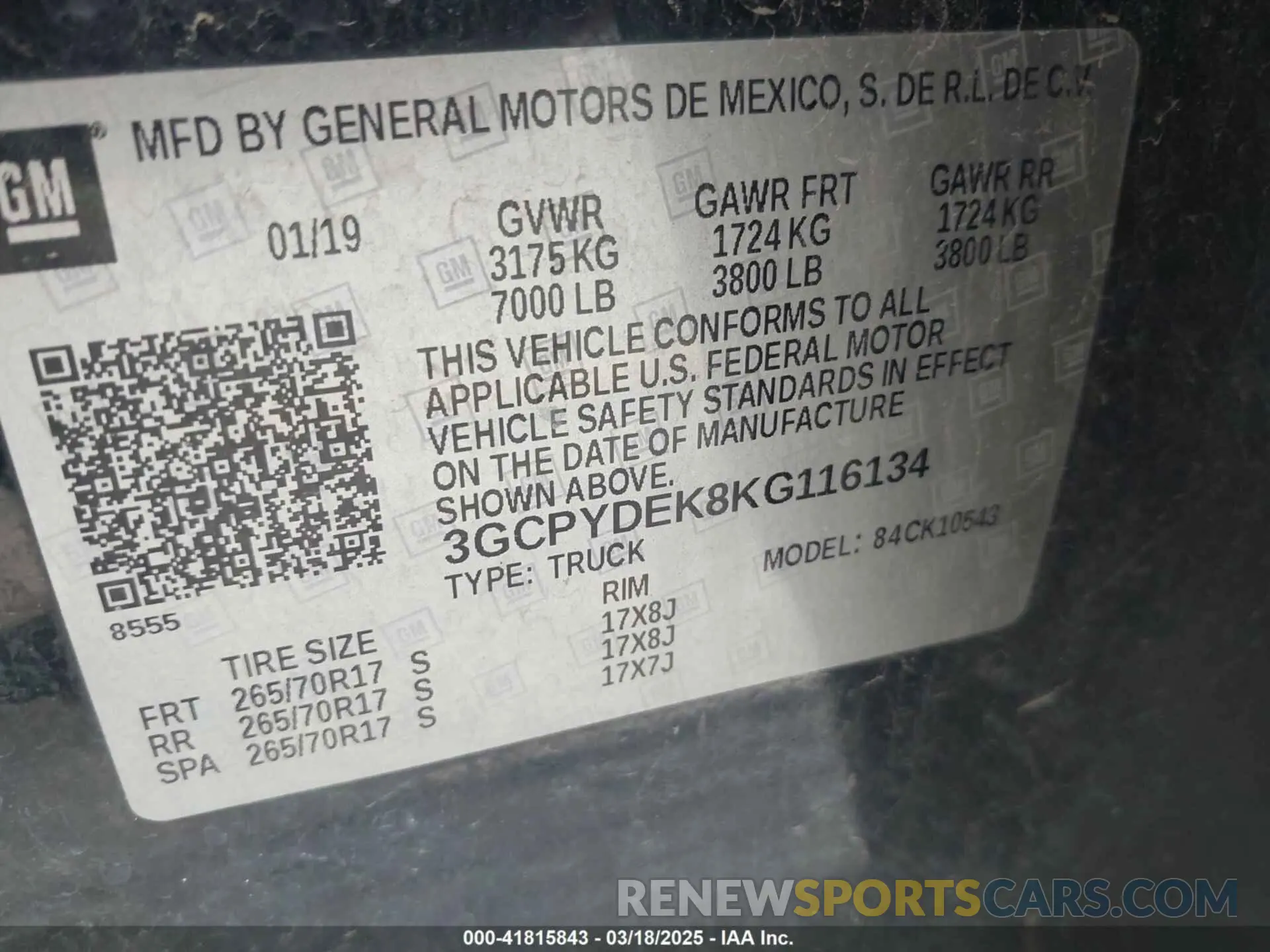 9 Photograph of a damaged car 3GCPYDEK8KG116134 CHEVROLET SILVERADO 1500 2019
