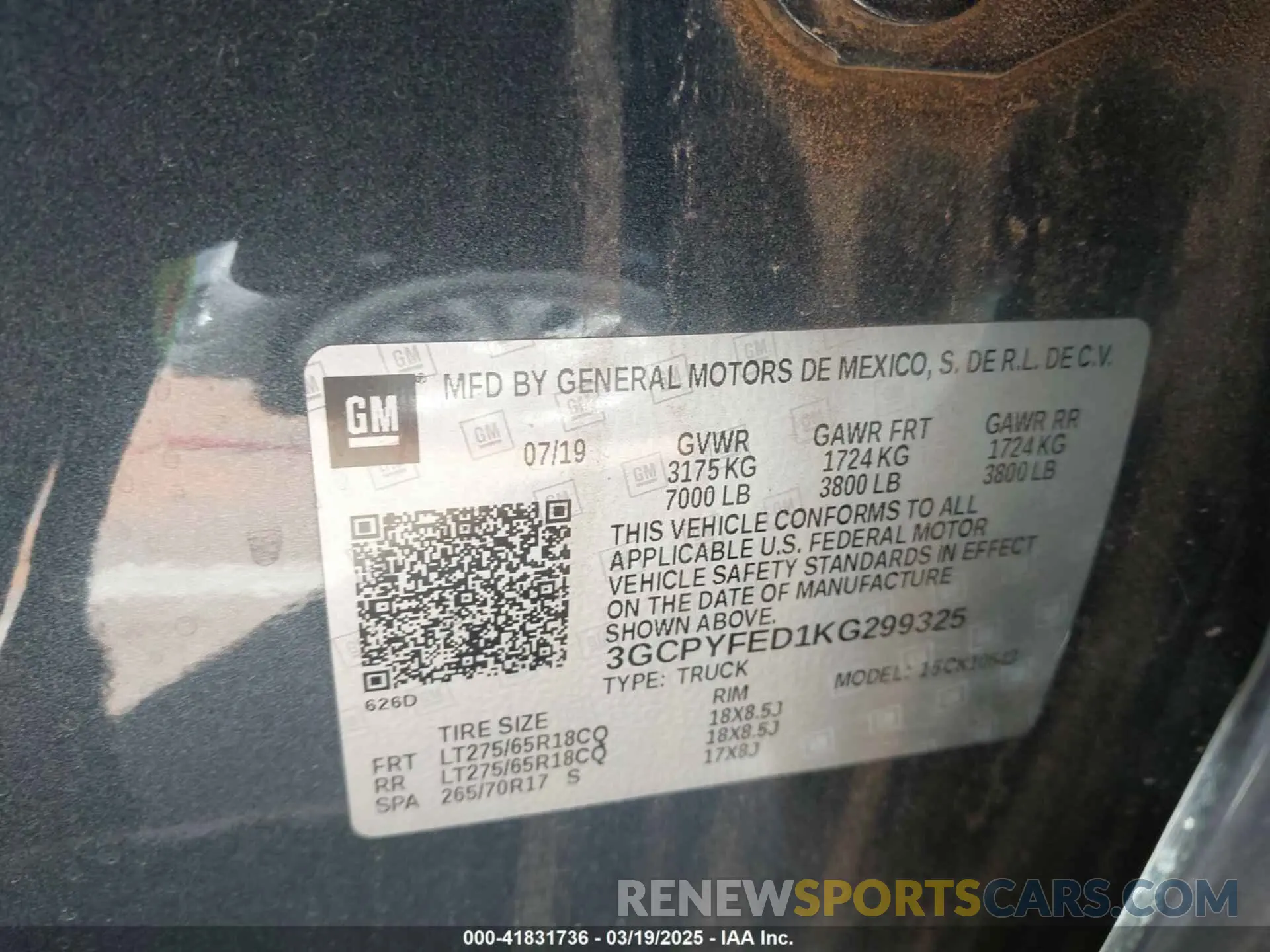 9 Photograph of a damaged car 3GCPYFED1KG299325 CHEVROLET SILVERADO 1500 2019