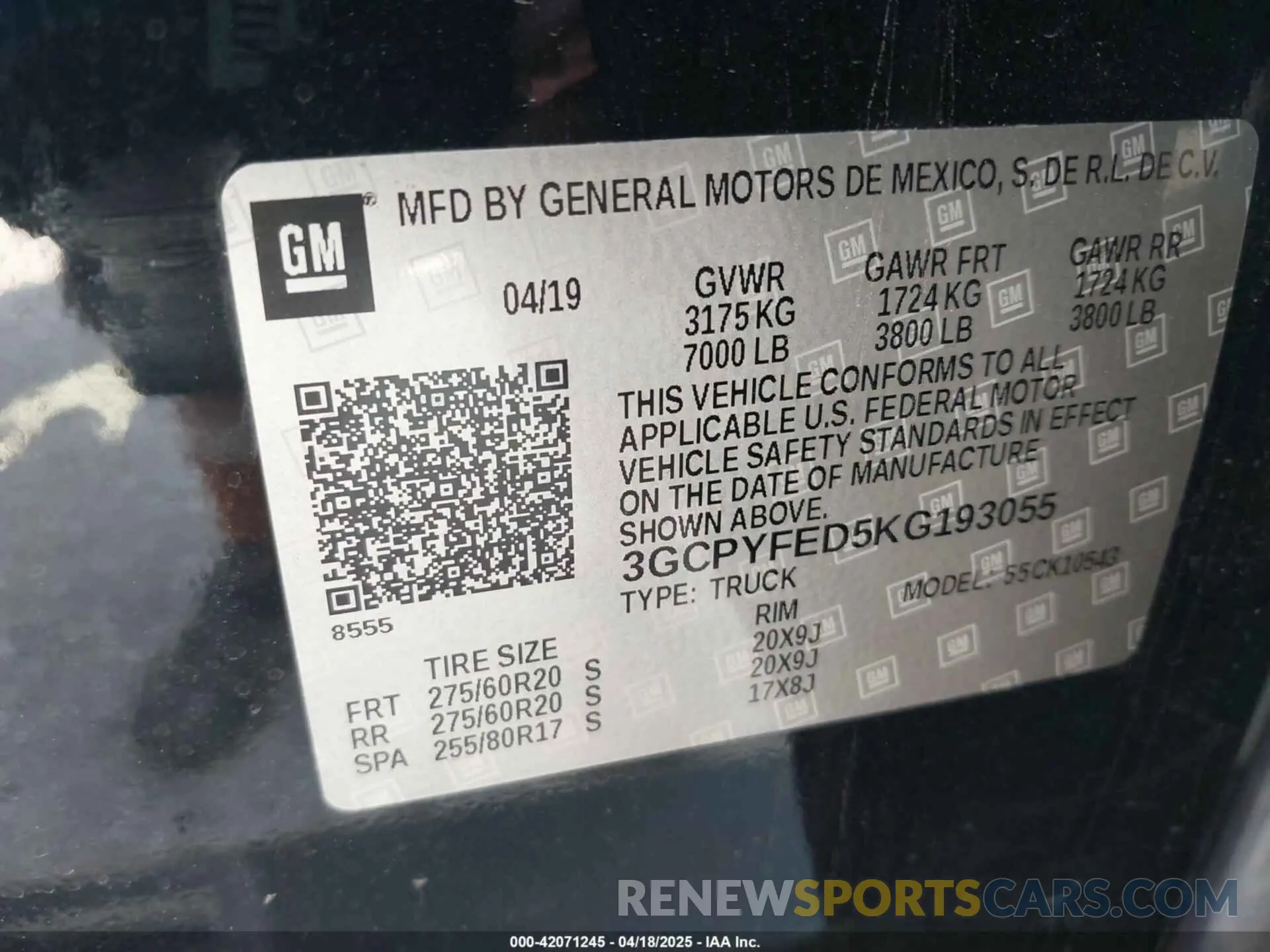9 Photograph of a damaged car 3GCPYFED5KG193055 CHEVROLET SILVERADO 1500 2019