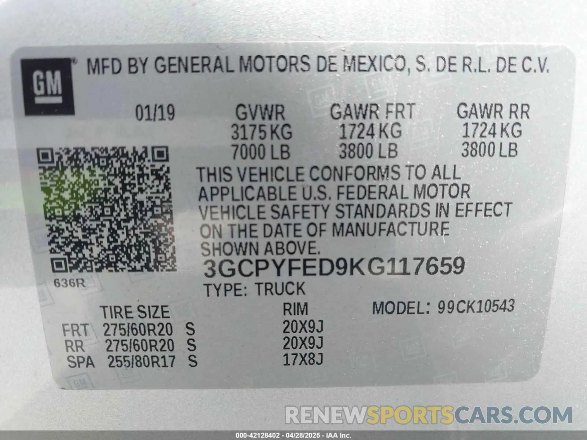 9 Photograph of a damaged car 3GCPYFED9KG117659 CHEVROLET SILVERADO 1500 2019