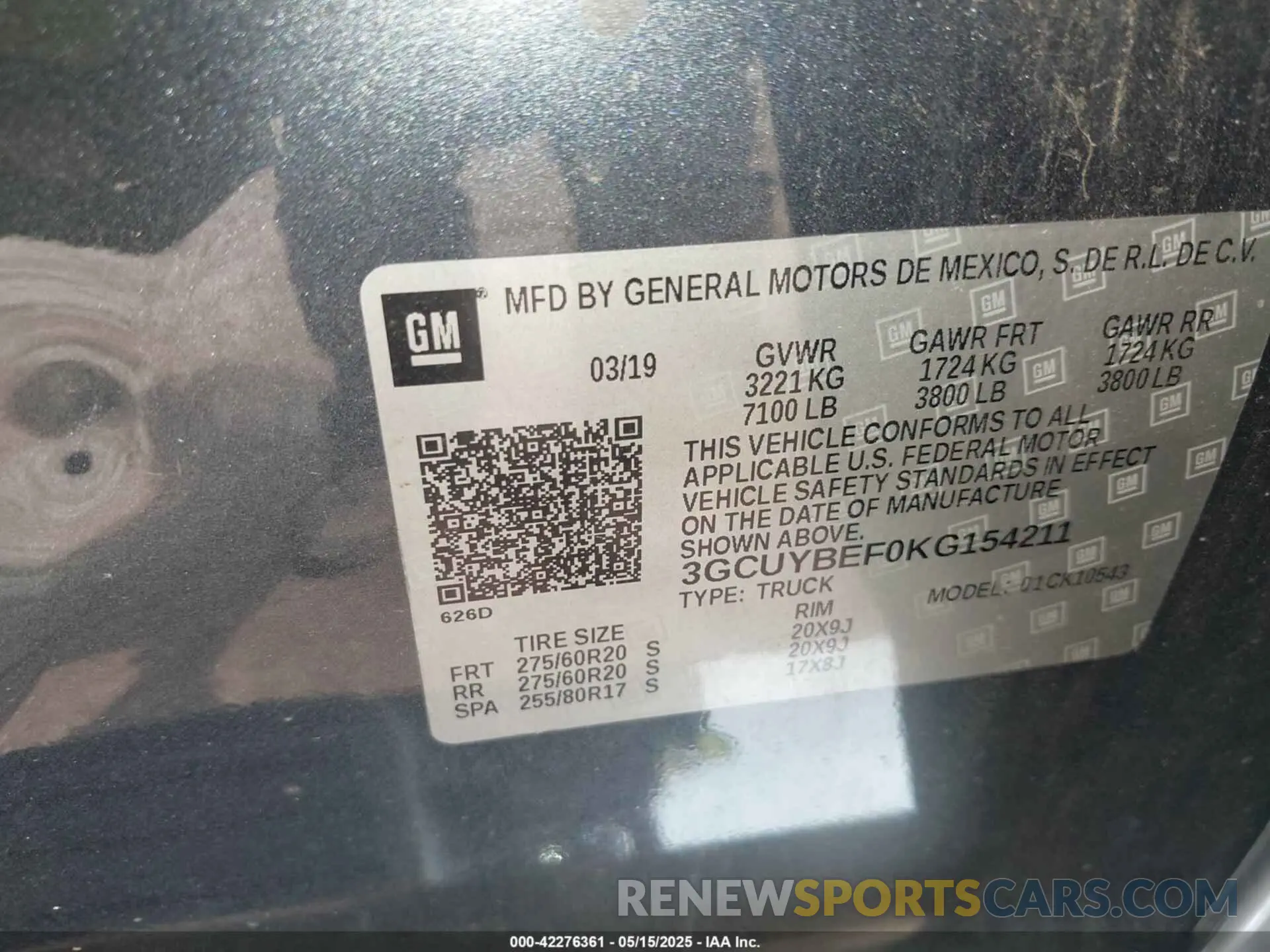9 Photograph of a damaged car 3GCUYBEF0KG154211 CHEVROLET SILVERADO 1500 2019