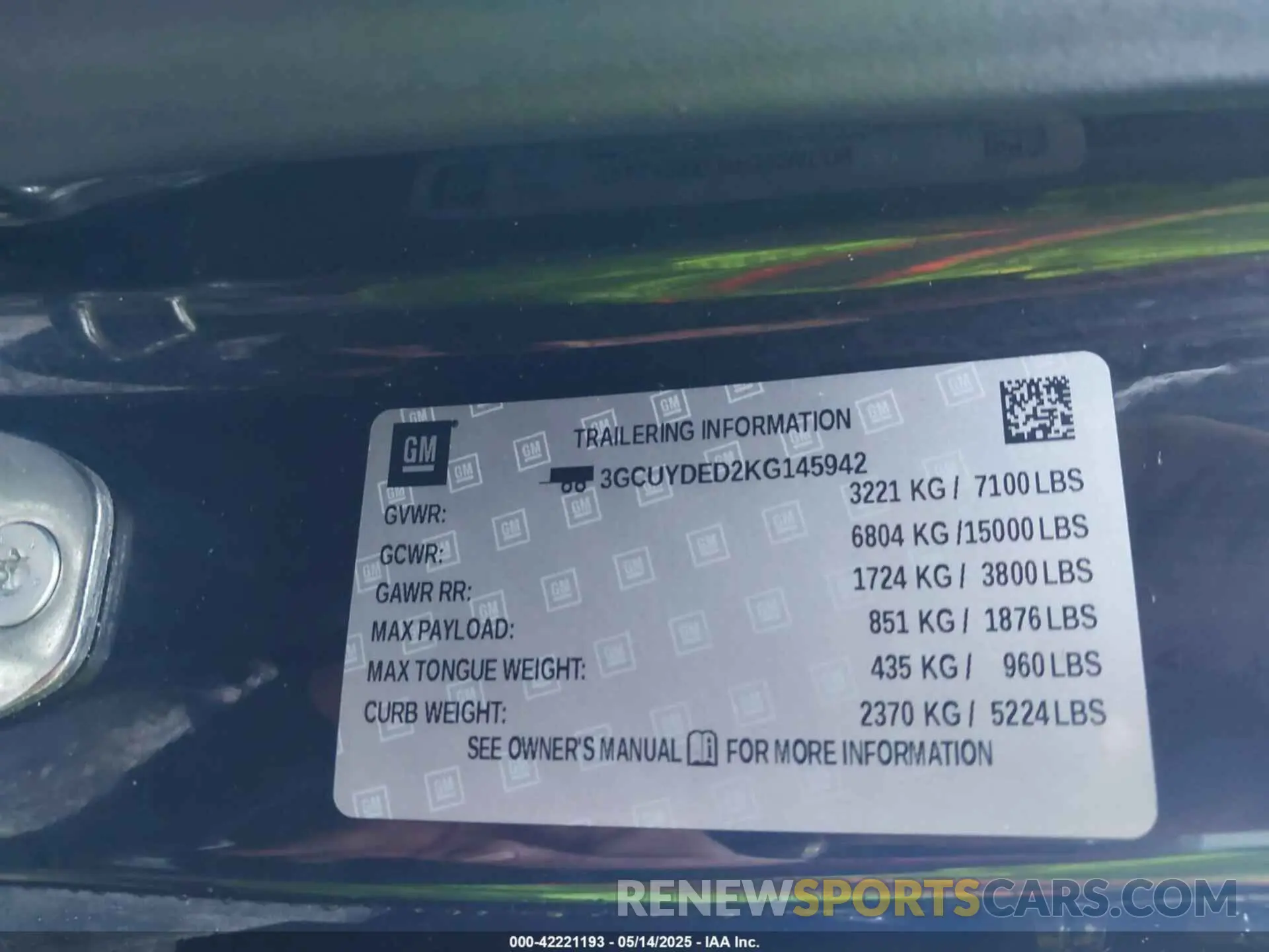 9 Photograph of a damaged car 3GCUYDED2KG145942 CHEVROLET SILVERADO 1500 2019
